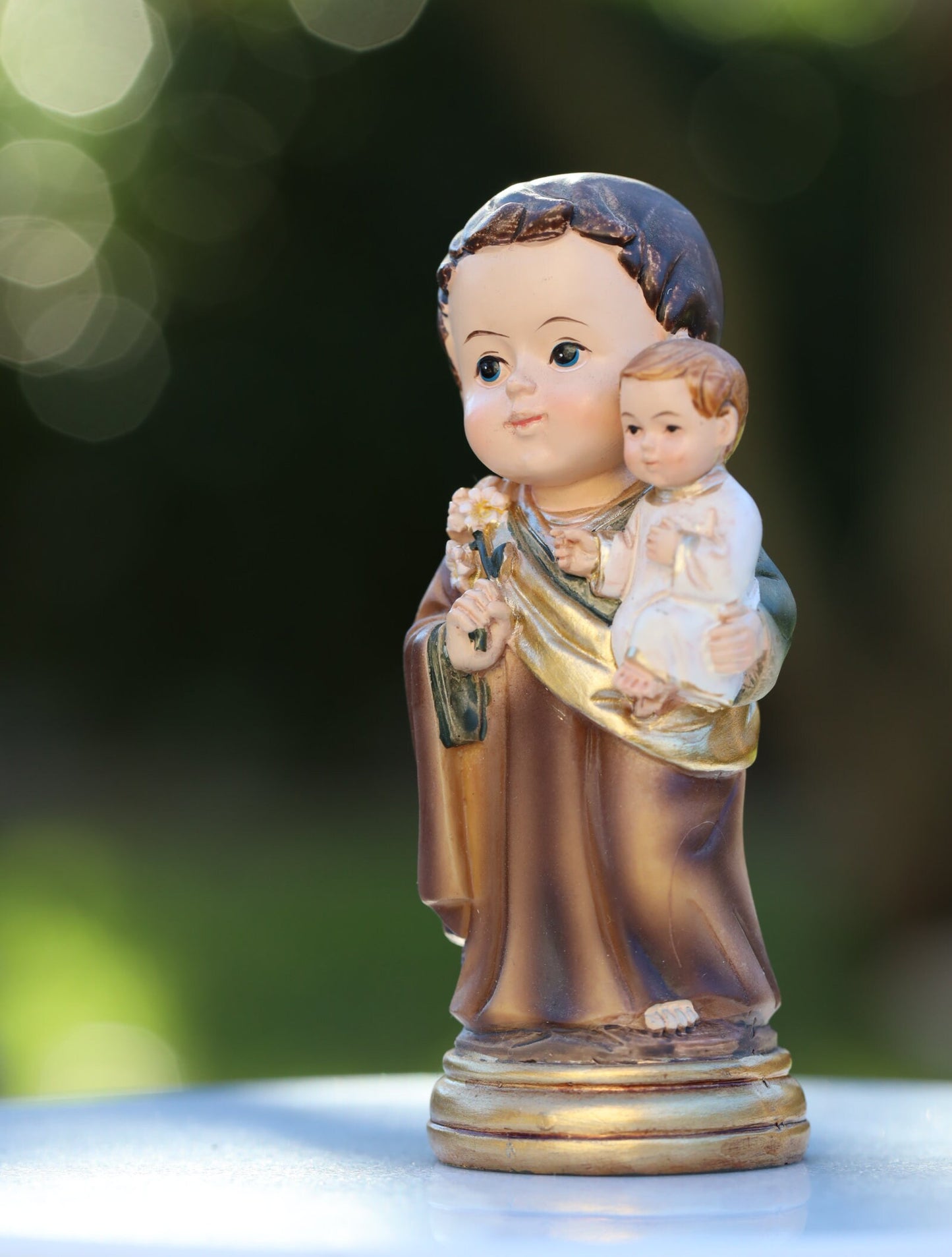 Estatua miniatura de San José, estatua de colección de bebés, estatua protectora de la familia, estatua católica, estatua coleccionable de santo católico