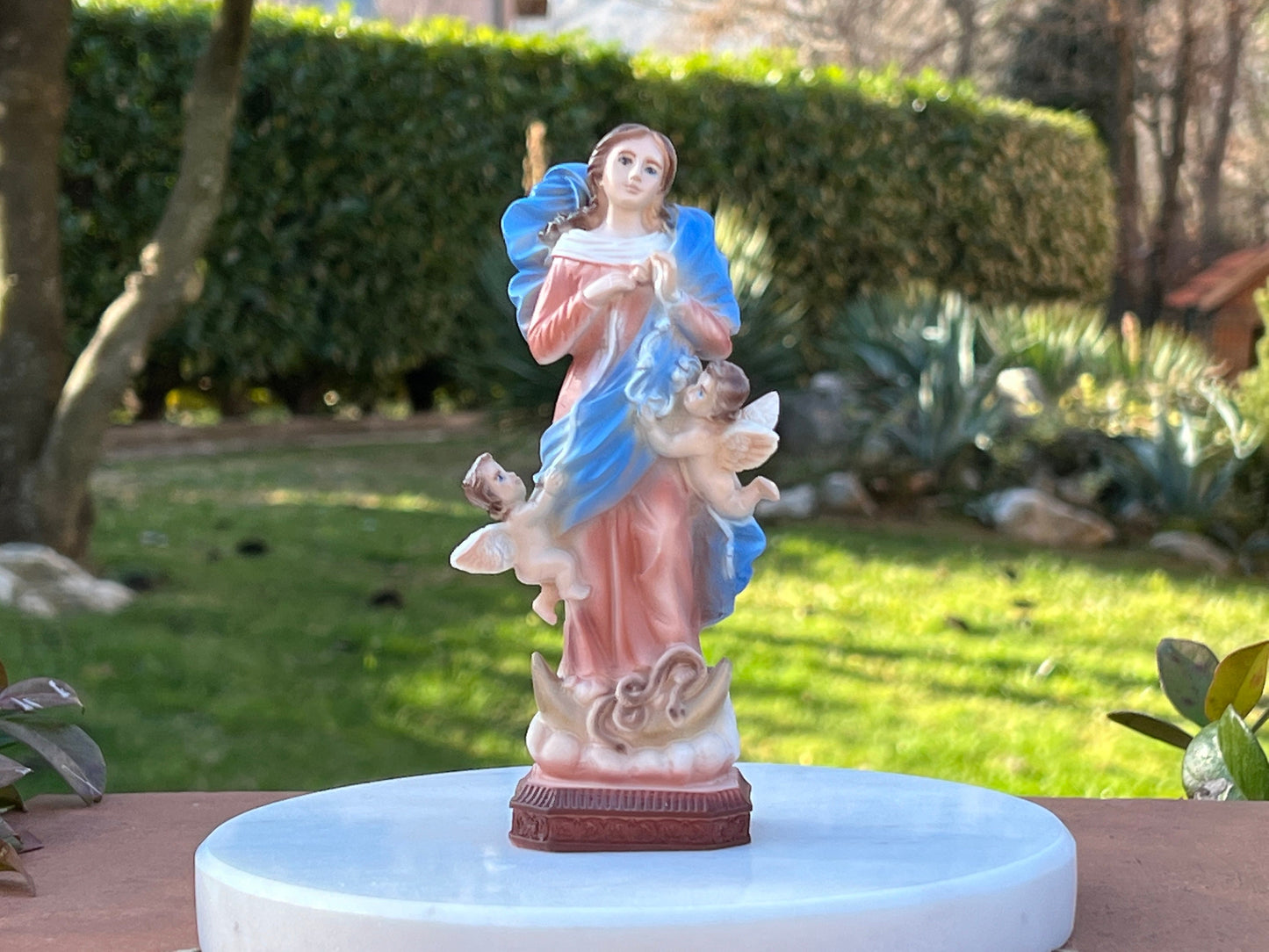 Estatua en miniatura de Nuestra Señora Desatadora de Nudos, Pequeña estatua de la Virgen María que Desata Nudos, estatua de mármol de la Madre María, estatua de Medjugorje