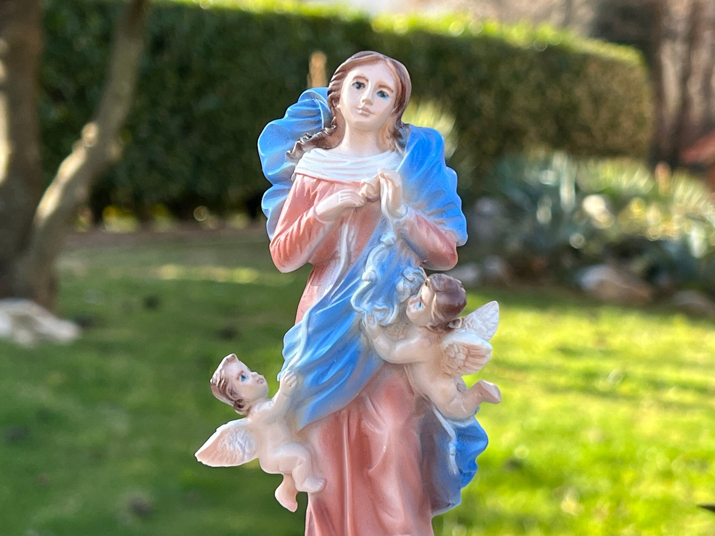 Estatua en miniatura de Nuestra Señora Desatadora de Nudos, Pequeña estatua de la Virgen María que Desata Nudos, estatua de mármol de la Madre María, estatua de Medjugorje