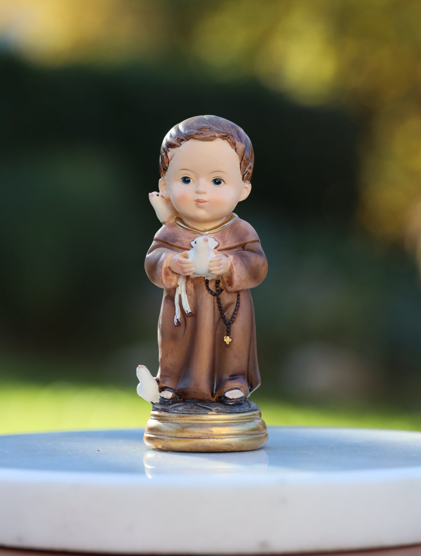 Estatua de San Francisco de Asís, bebé San Francisco, estatua de la colección del bebé, estatua en miniatura de San Francisco, estatua católica coleccionable