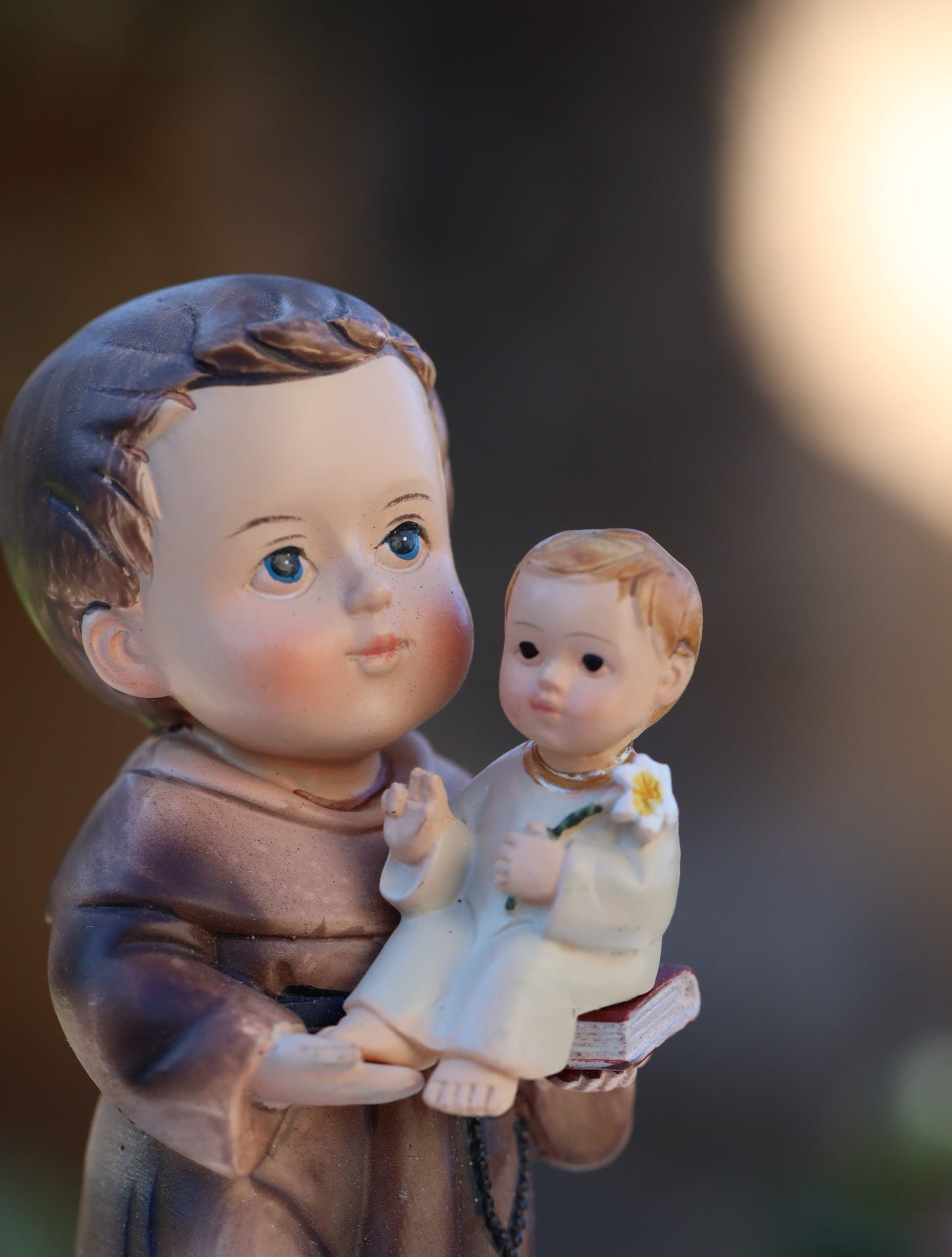 Estatua de San Antonio de Padua, estatua en miniatura de San Antonio, estatua de la colección de bebés, estatua católica coleccionable, estatua del santo católico