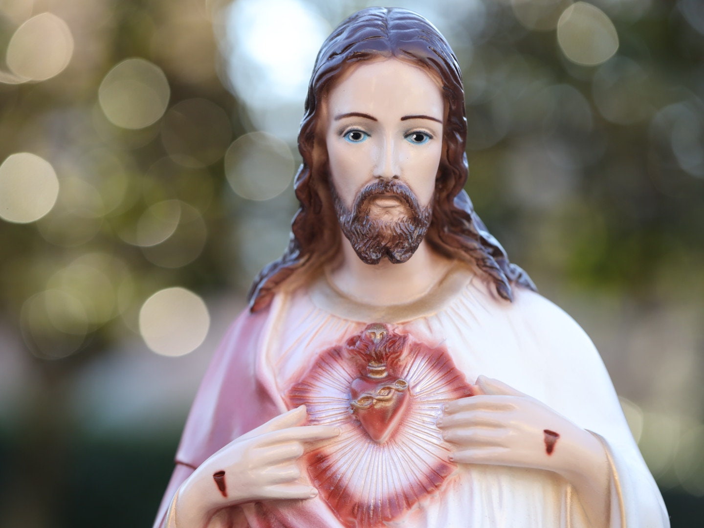 Estatua del Sagrado Corazón de Jesús, estatua al aire libre de 25 pulgadas de Jesucristo, estatua renacentista de Jesús, estatua de jardín de Nuestro Señor, estatua de Medjugorje