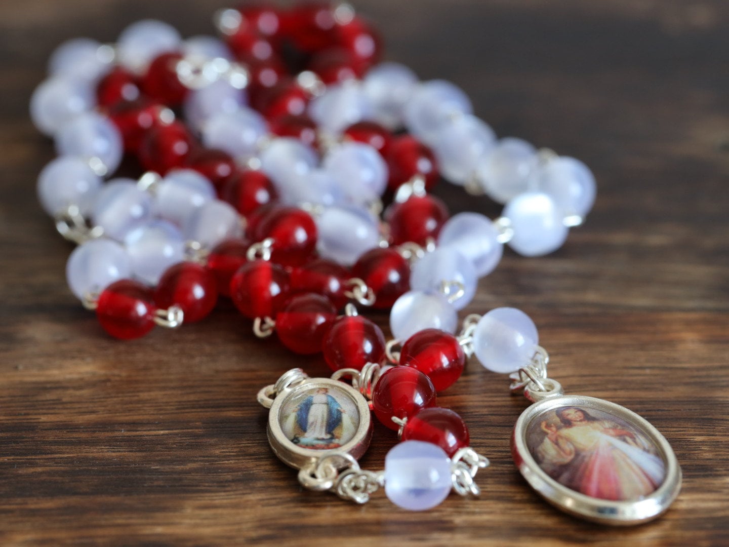 Coronilla del rosario de la Divina Misericordia, rosario devocional a la sangre y agua de las heridas de Jesús, cuentas del rosario de San Faustinar, cuentas del rosario de Jesús hechas a mano