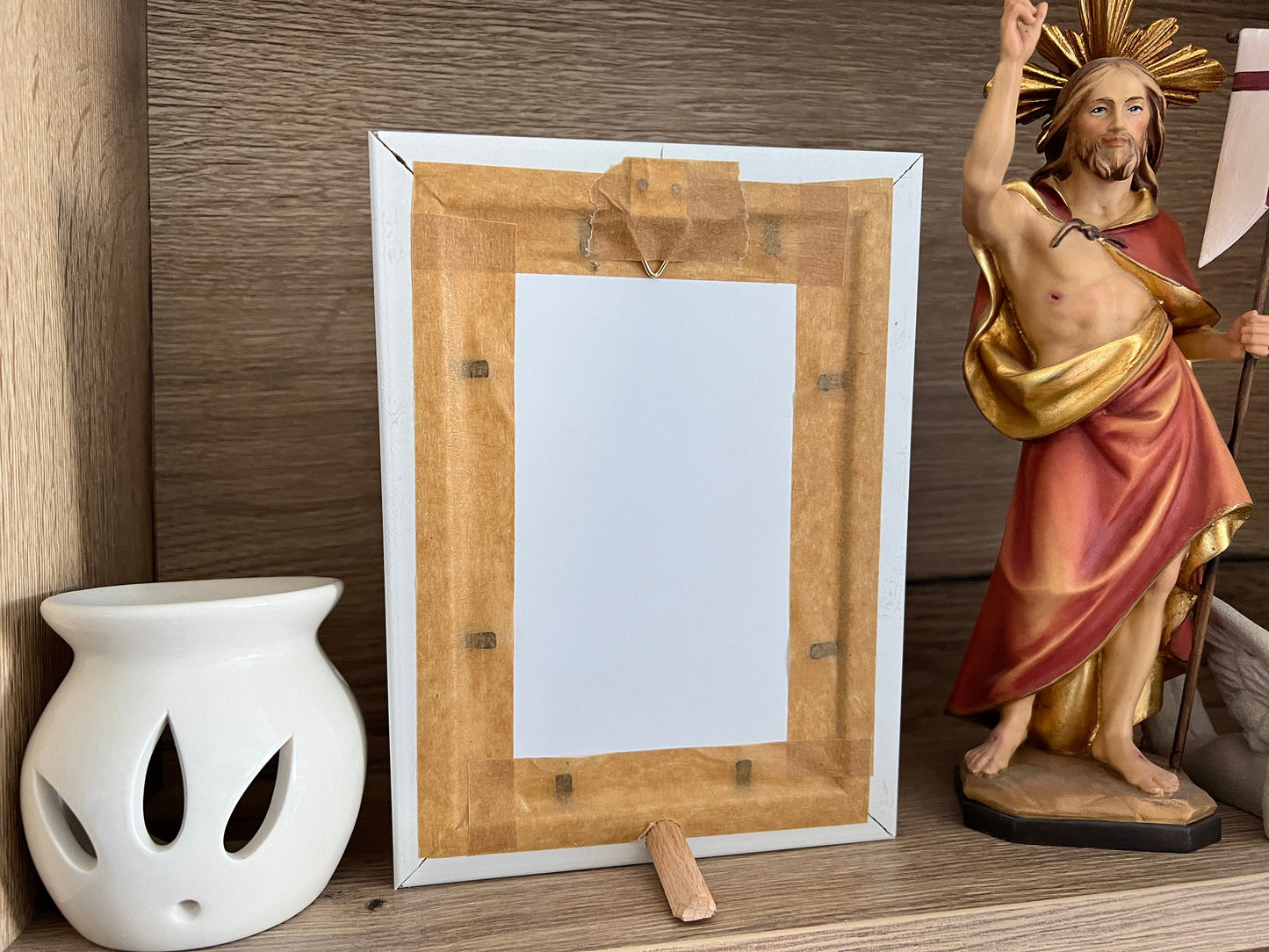 Pequeño lienzo de Nuestra Señora de Gracia, impresión de lienzo de la Virgen María, marco de imagen de la Virgen María, lienzo enmarcado de Medjugorje, marco de mesa de la Virgen María