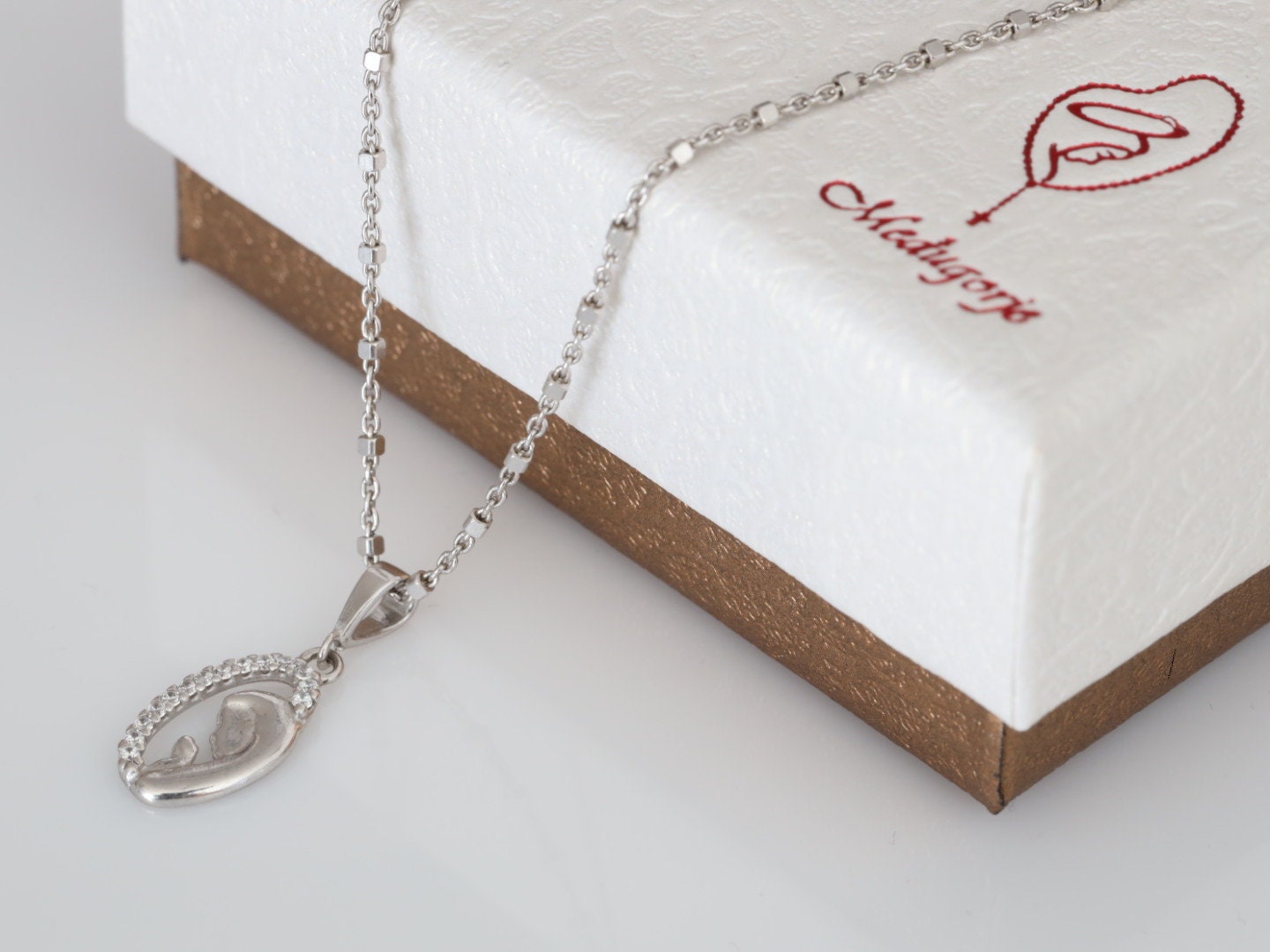 Minimalist medal of Our Lady, Virgin Mary miniature pendant, Our Lady dainty sterling silver pendant with cubic zirconium,catholic necklace