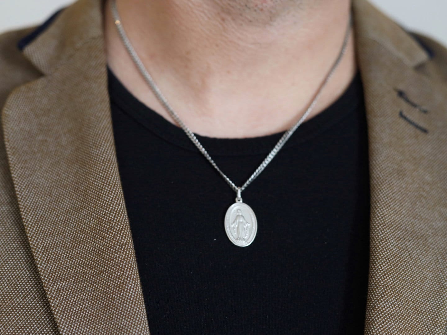 Medalla Milagrosa, plata de ley 925 colgante Nuestra Señora de Gracia, Medalla Milagrosa unisex, regalo para marido o mujer, Medalla Milagrosa fina