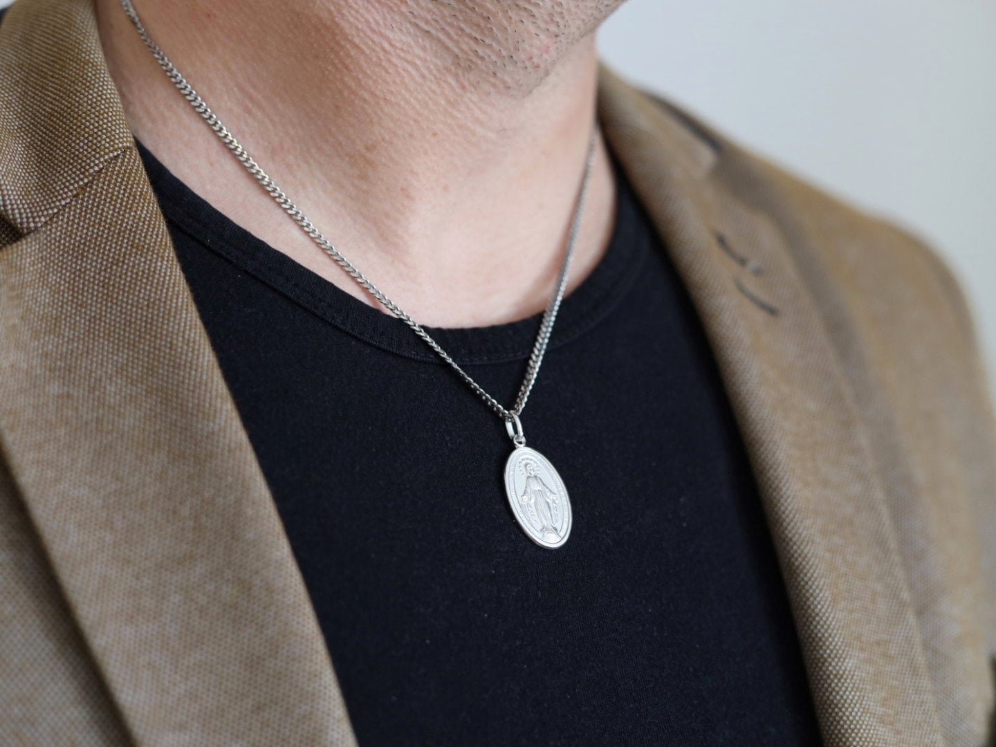 Medalla Milagrosa, plata de ley 925 colgante Nuestra Señora de Gracia, Medalla Milagrosa unisex, regalo para marido o mujer, Medalla Milagrosa fina
