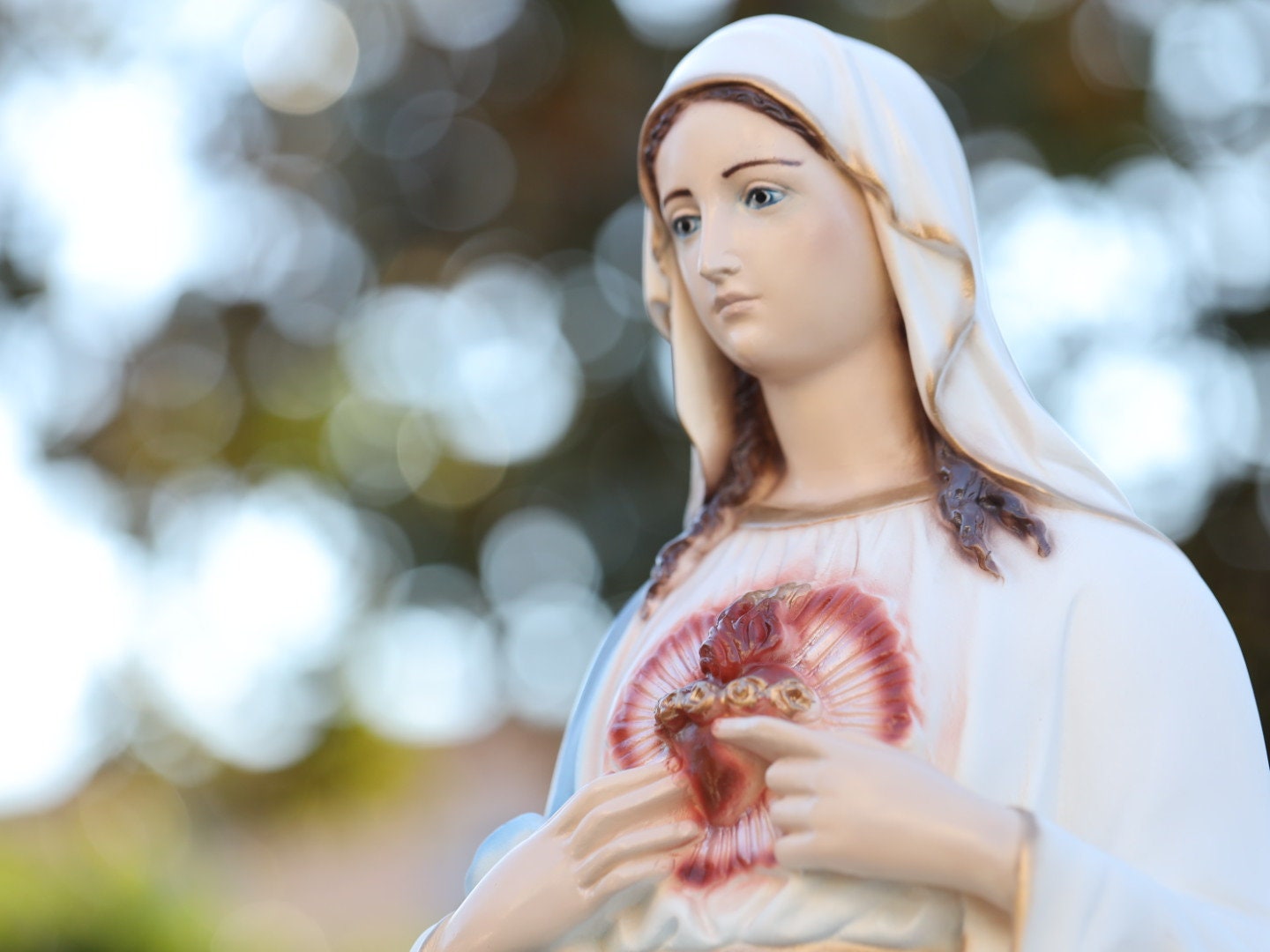 Estatua del Inmaculado Corazón de María, estatua al aire libre de la Virgen María, estatua de 25 pulgadas de Nuestra Señora, estatua del Sagrado Corazón de Medjugorje en polvo de mármol