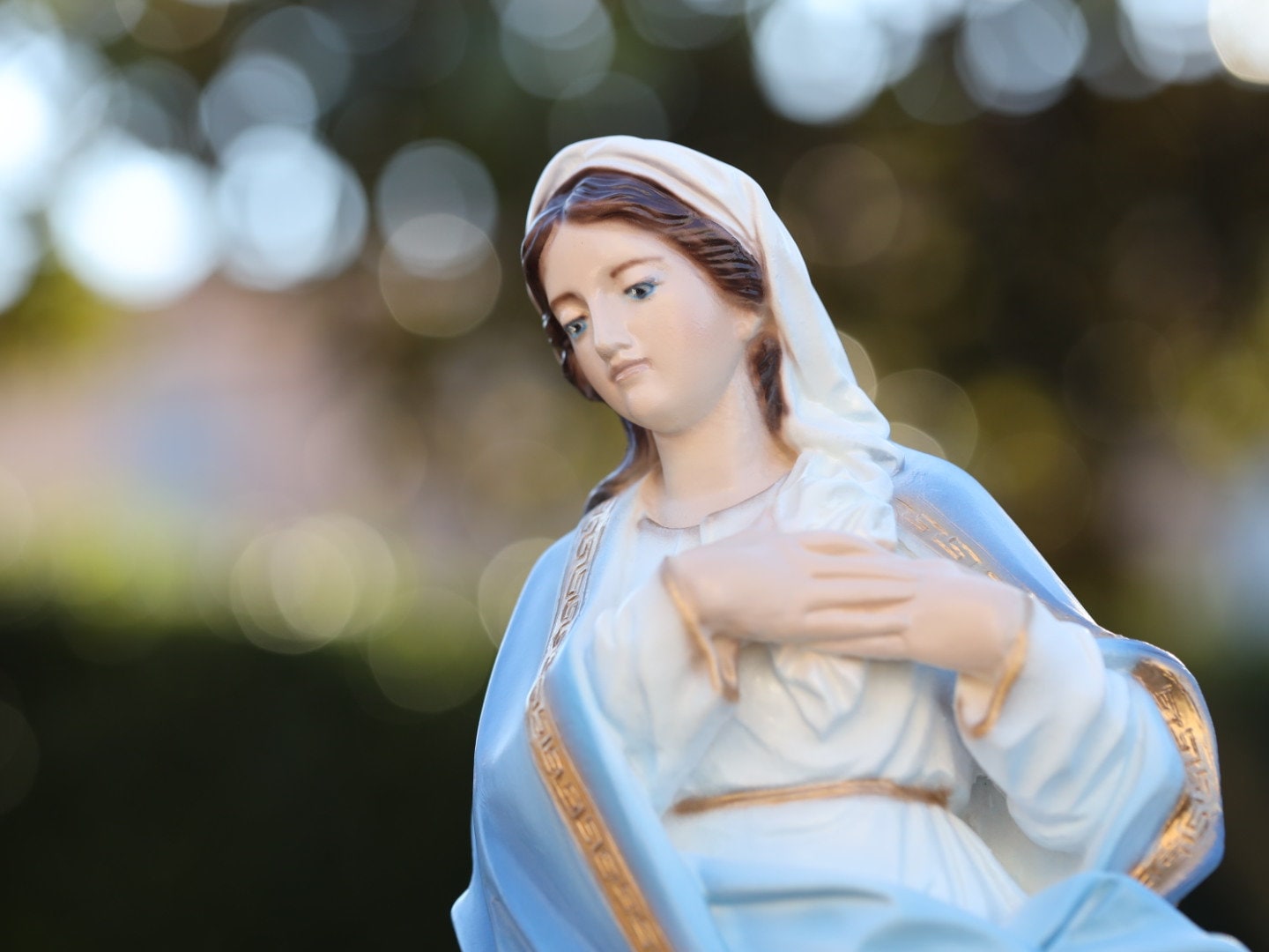 Estatua de la Asunción de María, estatua de polvo de mármol de la Virgen María, estatua al aire libre de la Madre María, estatua renacentista de 20 pulgadas de la Virgen María