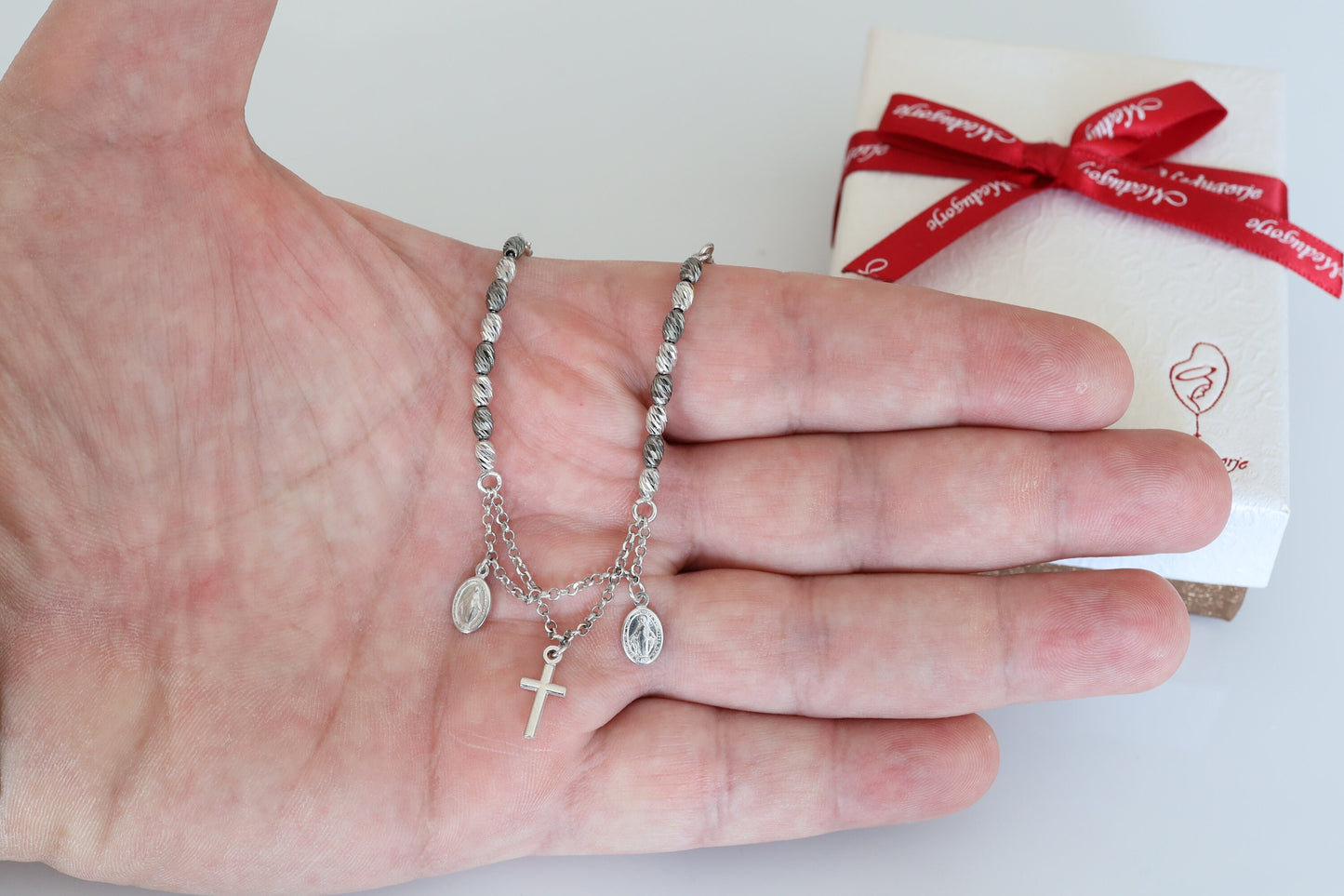 Collar Medalla Milagrosa-plata de primera ley Medalla Milagrosa-collar Nuestra Señora de Gracia- collar para mujer-regalo de cumpleaños-collar talla diamante