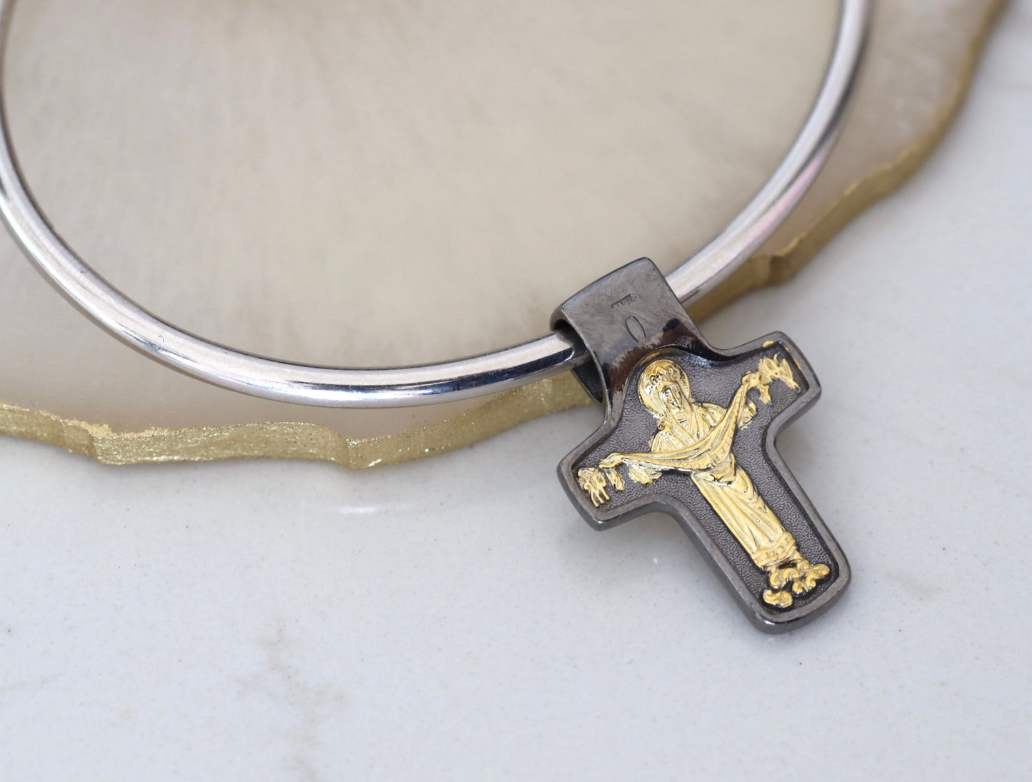 Cruz compatible con Pandora, cruz de plata de ley con rostro de Jesús, colgante de pulsera compatible con Pandora, encanto para pulsera de plata de Medjugorje