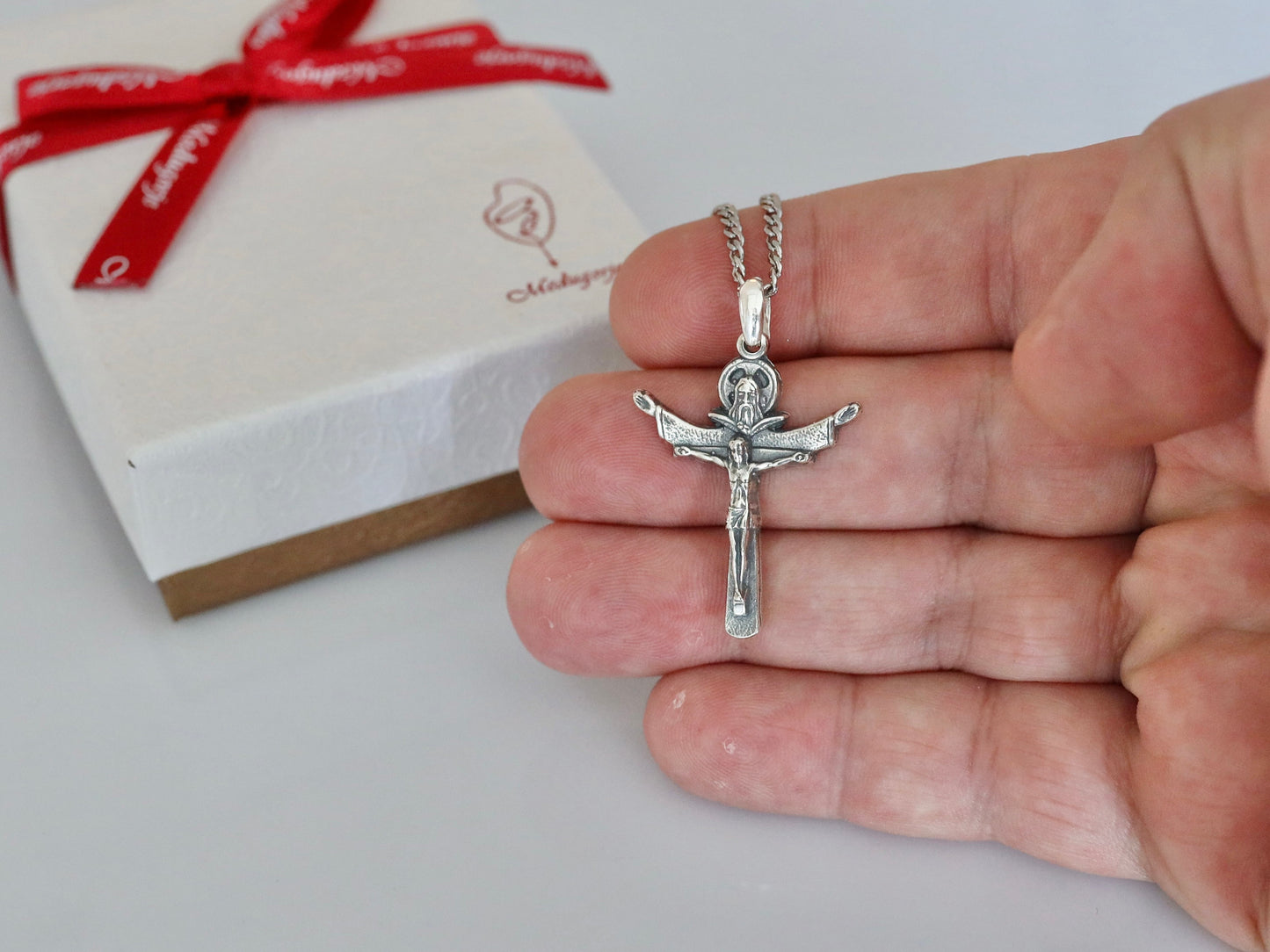 Holy Trinity cross, sterling silver cross, Father Son Holy Spirit, antique silver Trinity cross, cross for catholic, vintage silver cross