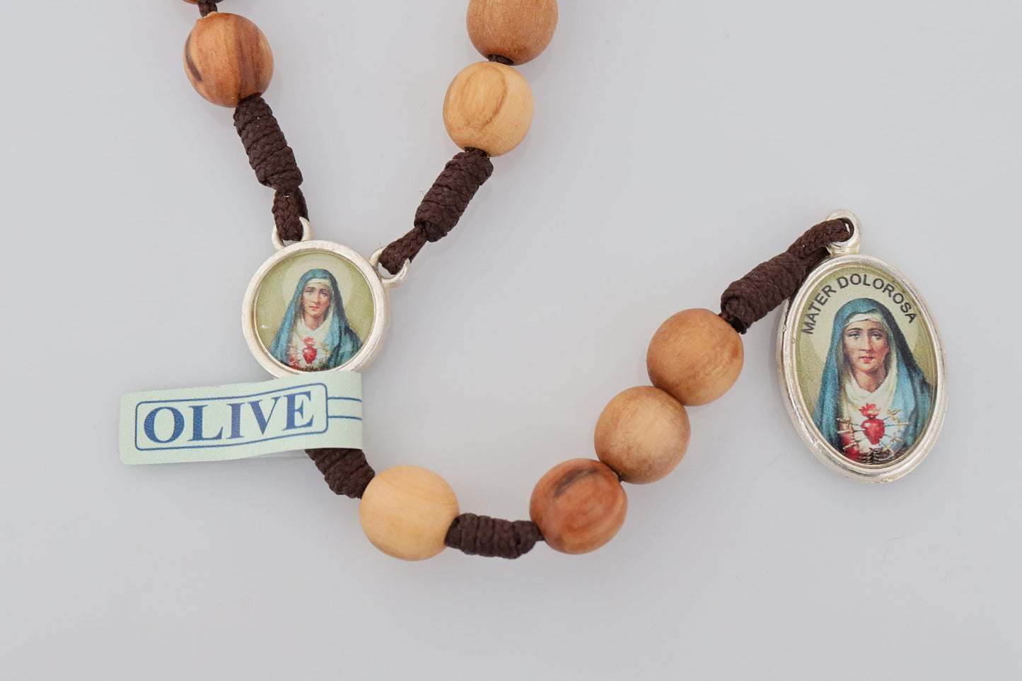 Rosario doloroso, rosario de siete dolores, rosario de siete dolores de madera de olivo, rosario hecho a mano, rosario de madera, regalo de rosario católico