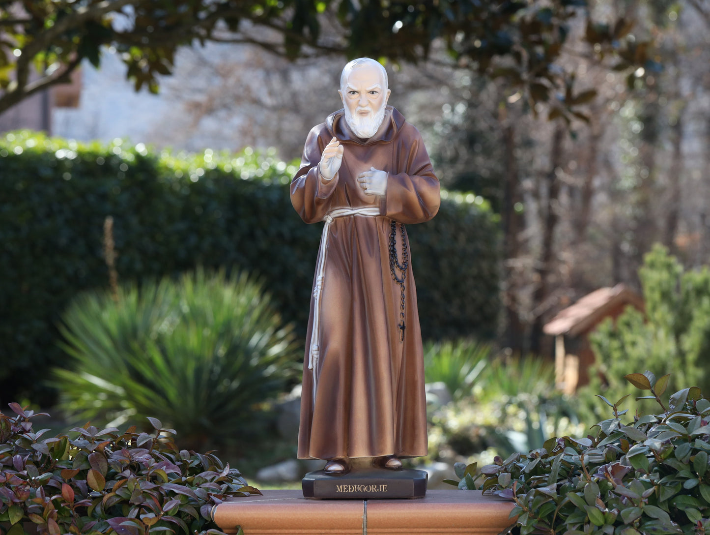 Padre Pío de Pietrelcina, estatua del santo católico, estatua de polvo de mármol, estatua del altar del hogar, estatua del jardín, estatua de 23 pulgadas/ 58 cm, San Padre Pío