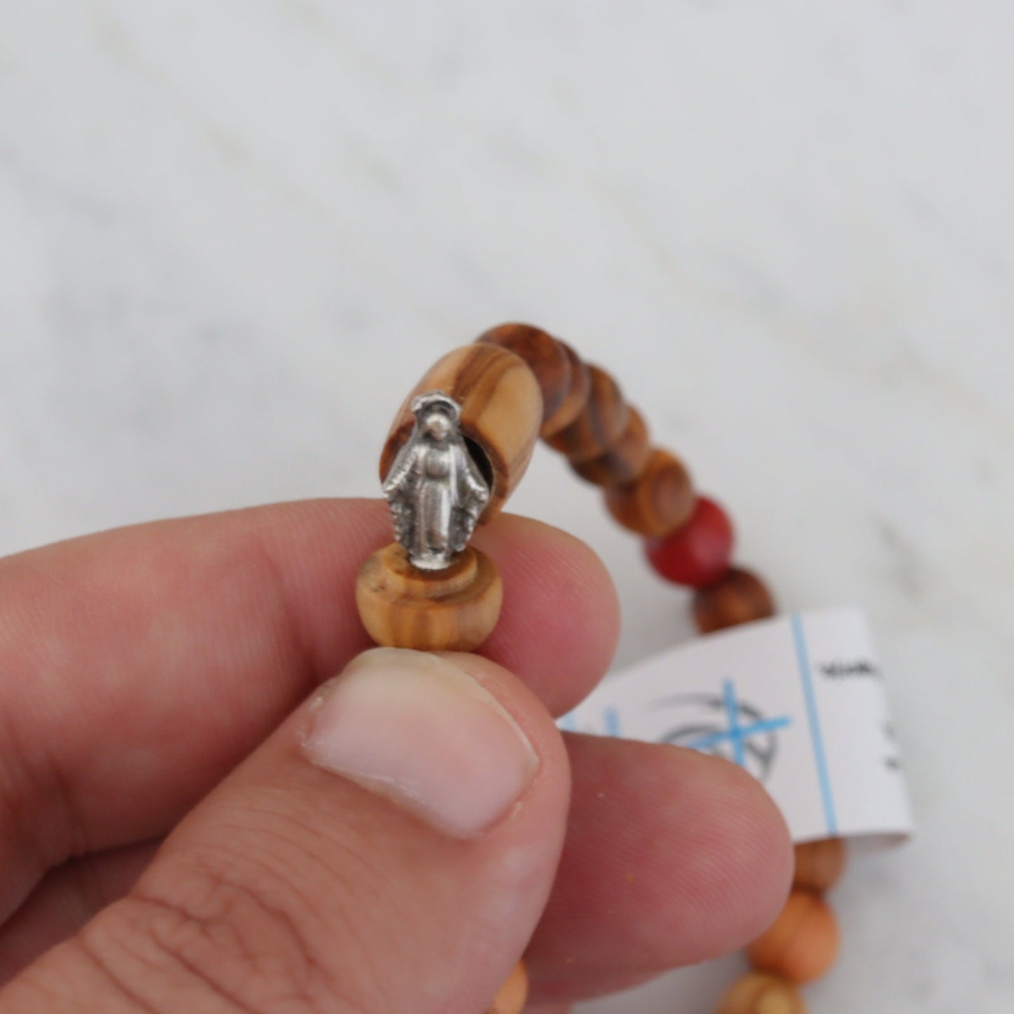 Wooden rosary bracelet, handmade rosary, olive wood rosary bracelet, acorn bracelet Our Lady of Grace bracelet, Queen of Peace bracelet