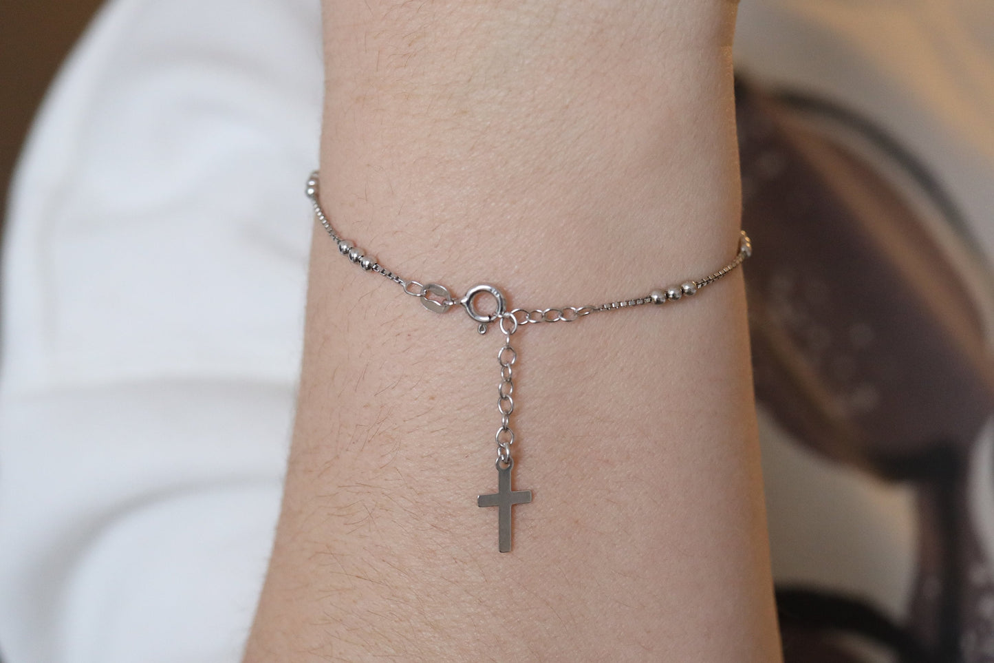 Pulsera del rosario de la paz de plata de Medjugorje, pulsera de plata de oración de Medjugorje, pulsera de plata de ley de la corona de la paz, pulsera para las mujeres