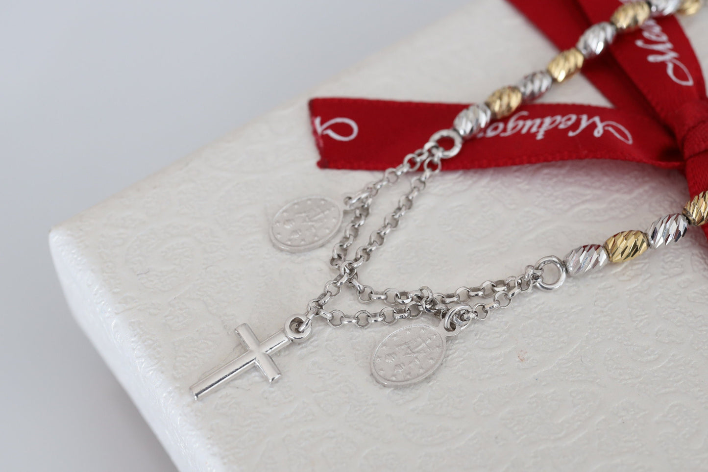 Collar Medalla Milagrosa-collar para mujer-collar chapado en oro-collar doble cadena-collar medalla cruz-regalo cumpleaños-collar católico