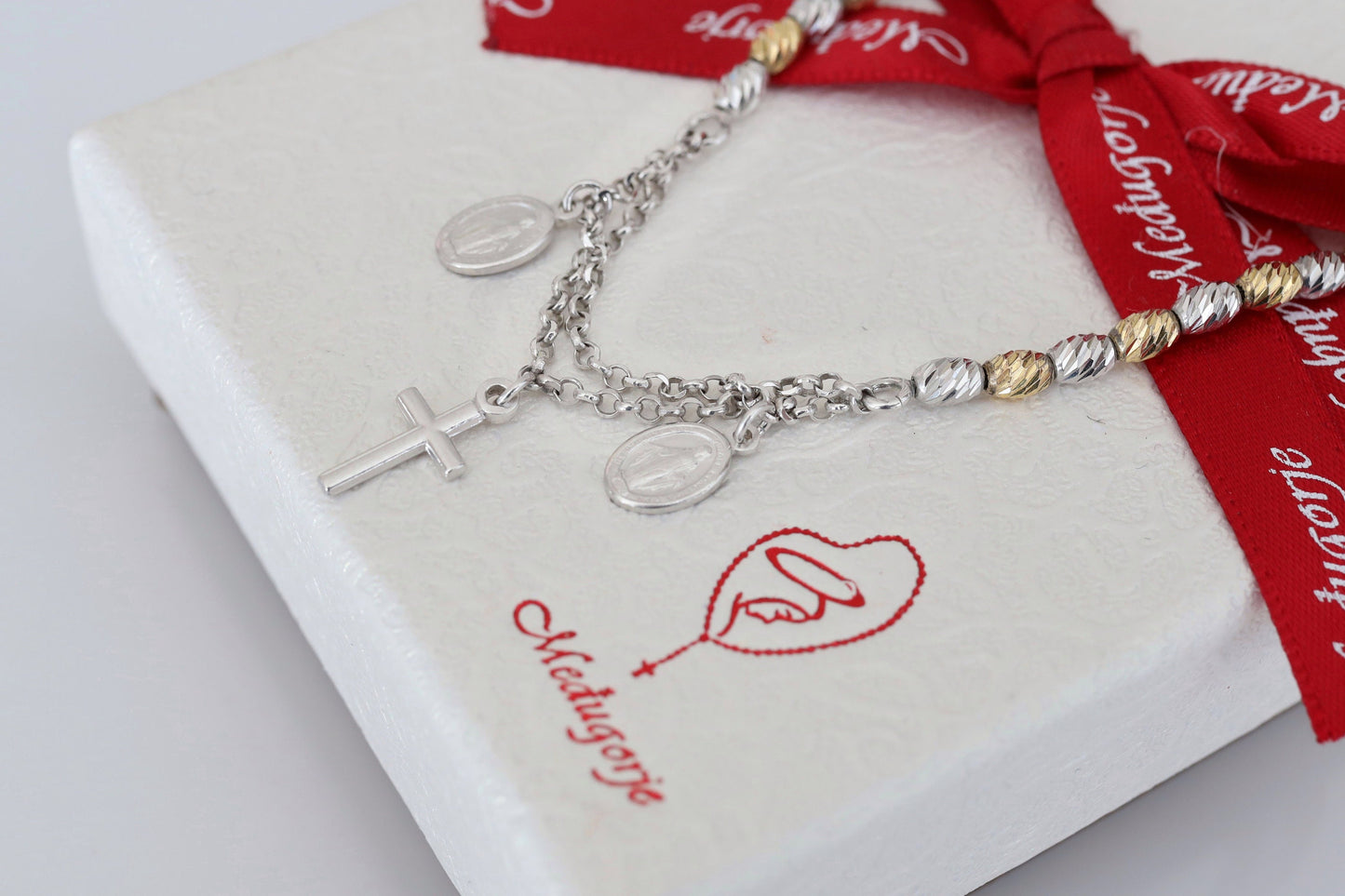 Collar Medalla Milagrosa-collar para mujer-collar chapado en oro-collar doble cadena-collar medalla cruz-regalo cumpleaños-collar católico