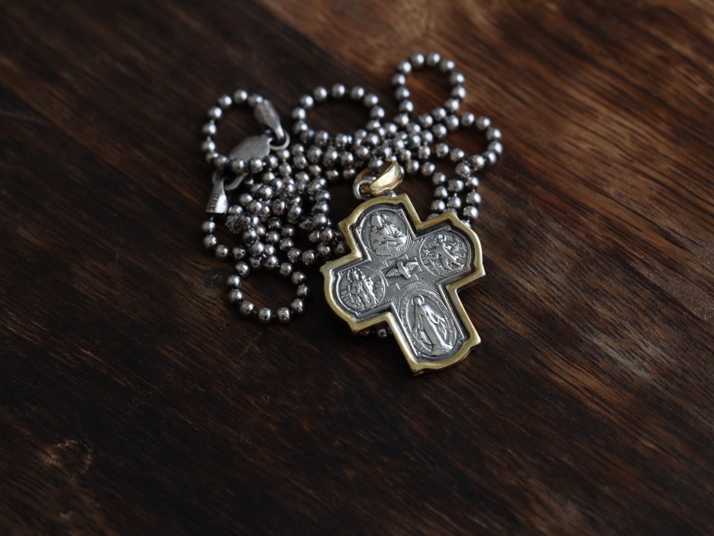 Cruz de cuatro vías de plata de ley, colgante de cruz de 4 vías, collar de cruz para hombre, cruz escapular, medalla milagrosa, cruz de Nuestra Señora del Monte Carmelo