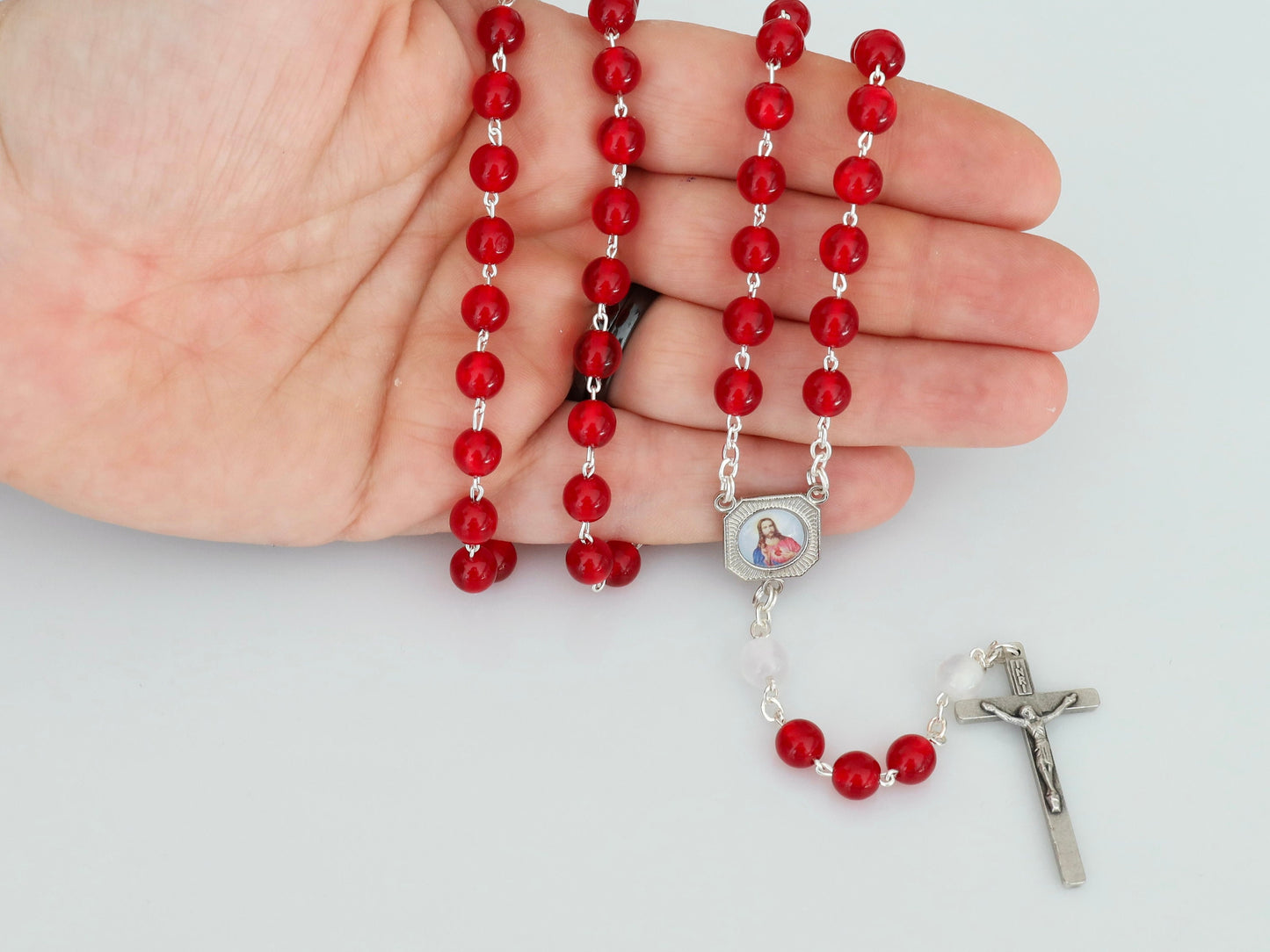 Holy blood of Jesus rosary beads, Most Holy blood rosary, Jesus blood rosary,Rosary with red acrylic beads, devotional catholic rosary beads