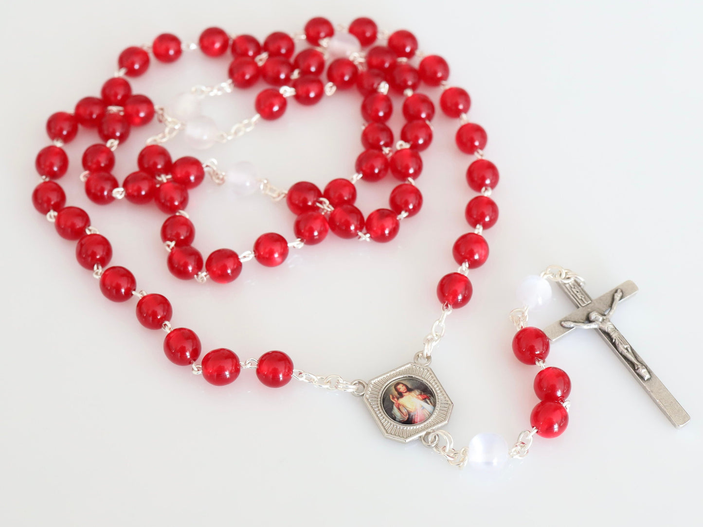Holy blood of Jesus rosary beads, Most Holy blood rosary, Jesus blood rosary,Rosary with red acrylic beads, devotional catholic rosary beads
