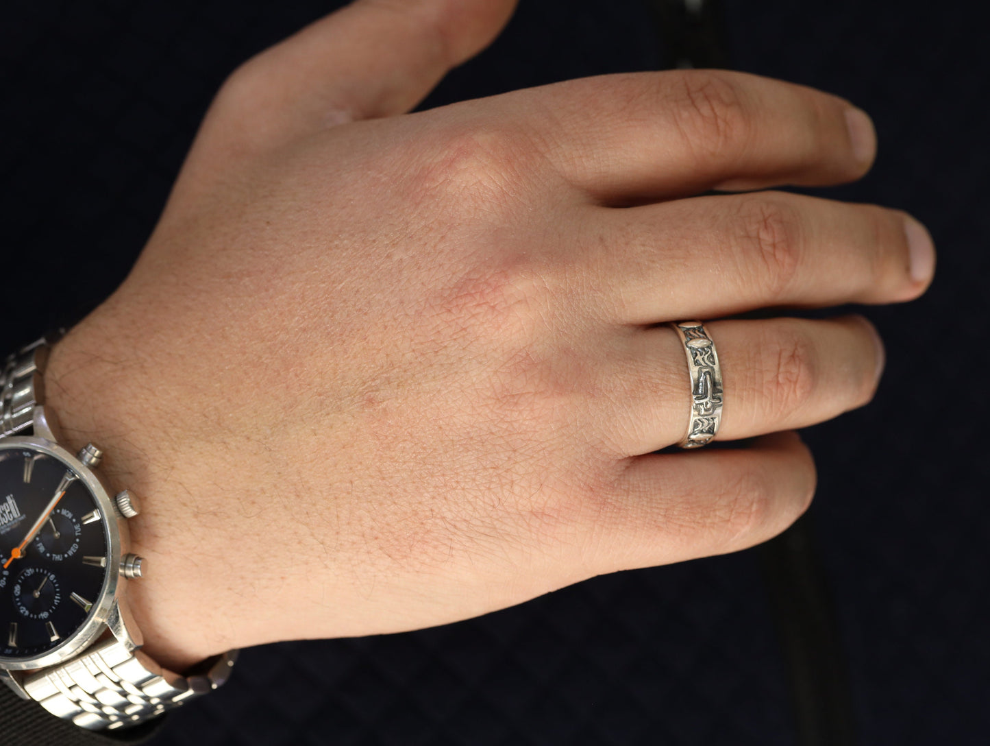 Anillo de rosario, rosario de plata de ley, anillo de rosario católico con cruz, anillo de cruz vintage, anillo de hombre, anillo de plata antiguo, regalo para hombre