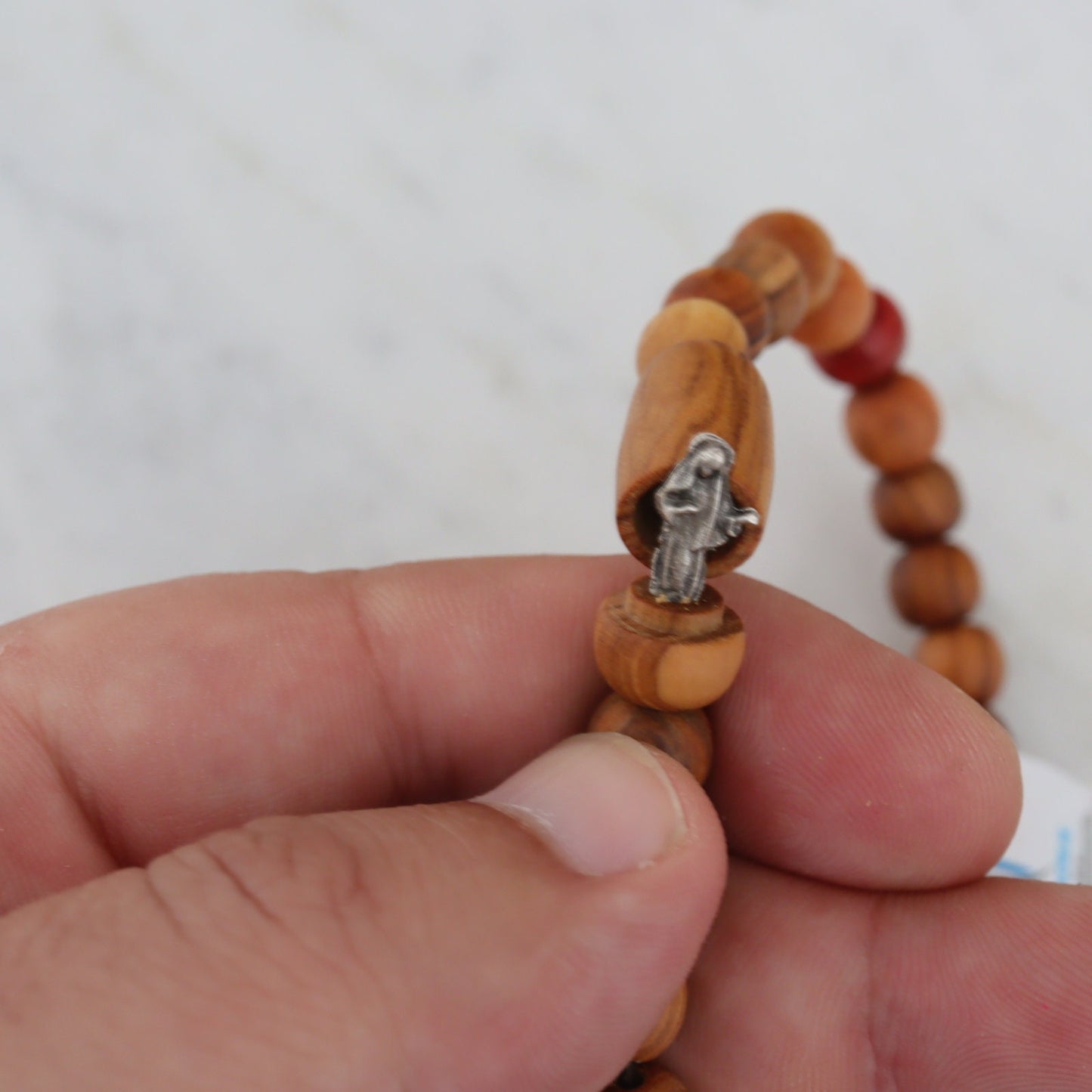 Wooden rosary bracelet, handmade rosary, olive wood rosary bracelet, acorn bracelet Our Lady of Grace bracelet, Queen of Peace bracelet