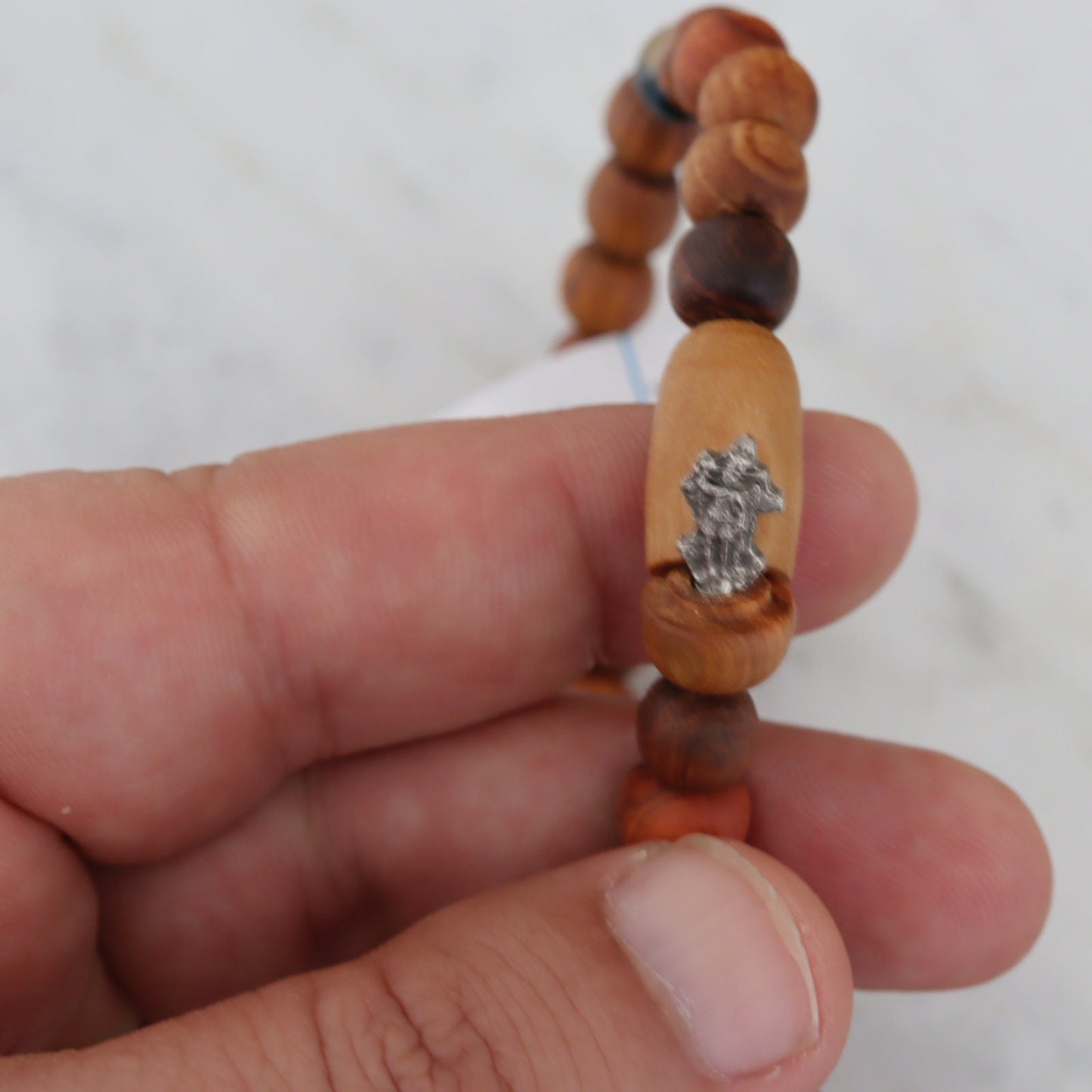 Wooden rosary bracelet, handmade rosary, olive wood rosary bracelet, acorn bracelet Our Lady of Grace bracelet, Queen of Peace bracelet