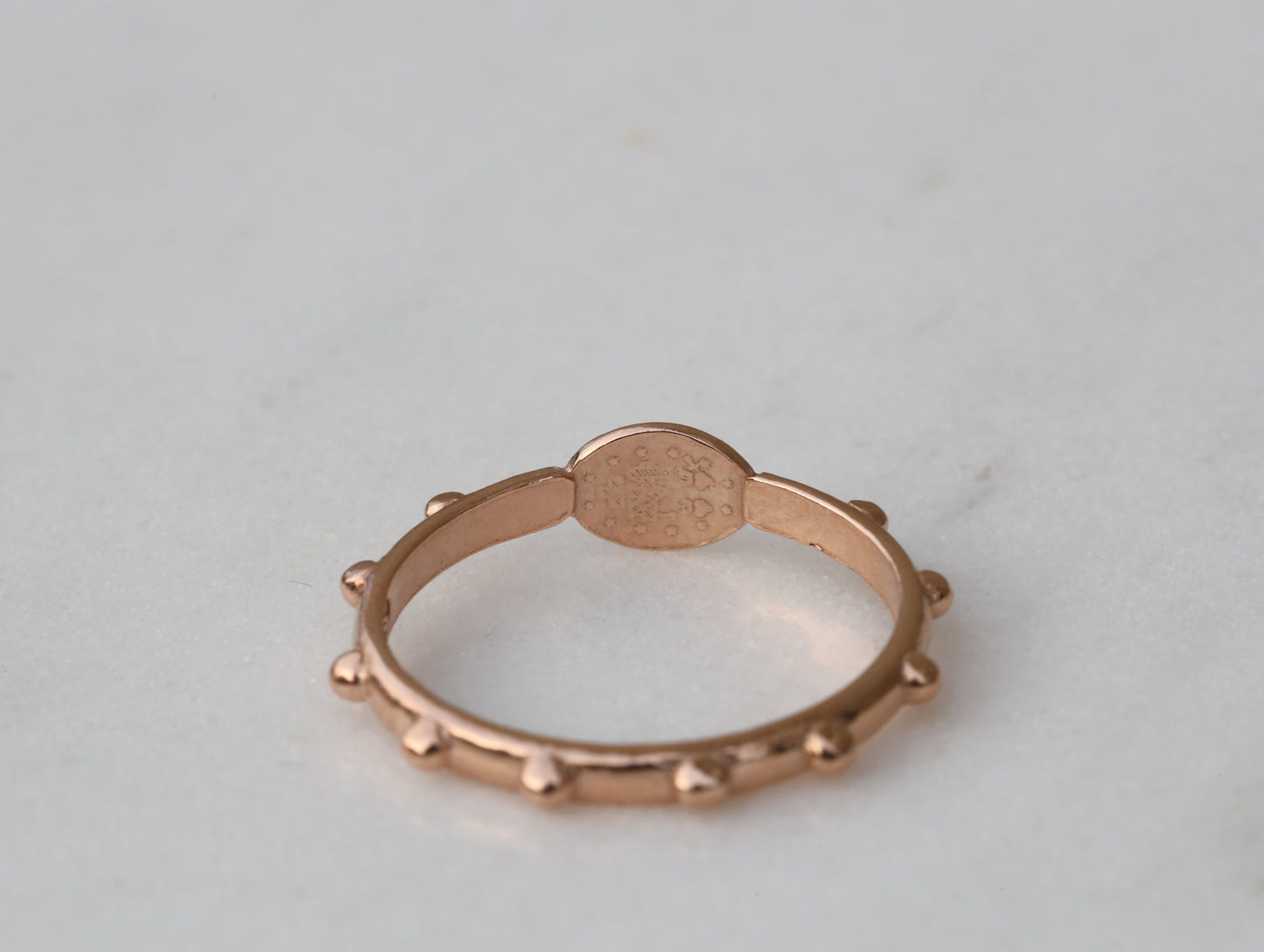Anillo de rosario de la Medalla Milagrosa, anillo de rosario chapado en oro rojo de plata de ley, anillo de rosario de Nuestra Señora, cuentas de oración católica, anillo de rosario en miniatura