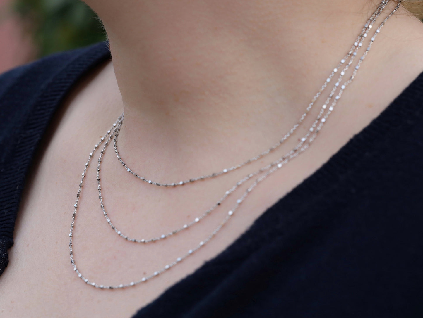 Cadena de plata de ley, collar de cadena con corte de diamante, iglesia rosario, cadena para mujer, cadena con cubos de caja, 16 pulgadas, 18 pulgadas, 19,5 pulgadas