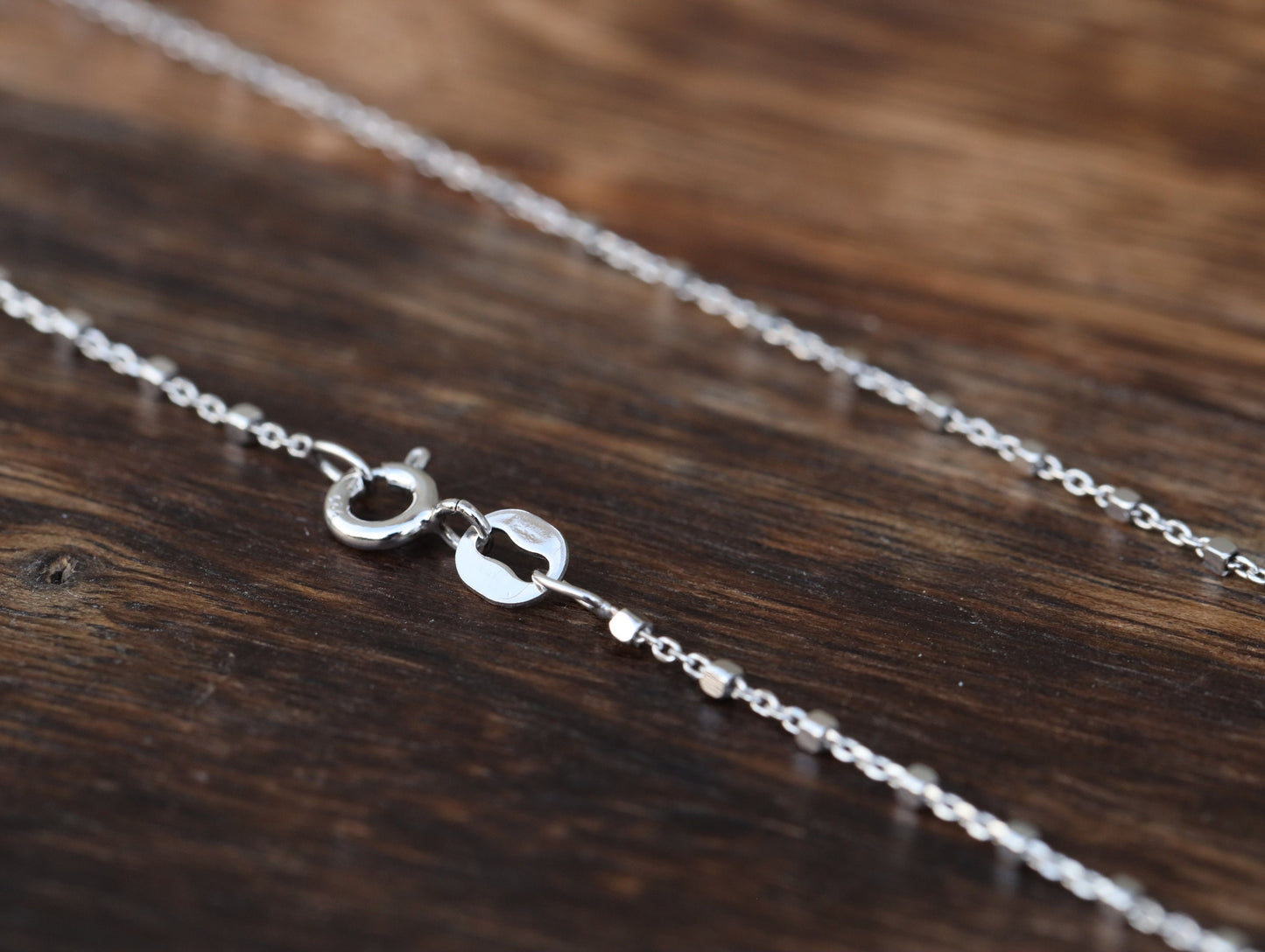 Cadena de plata de ley, collar de cadena con corte de diamante, iglesia rosario, cadena para mujer, cadena con cubos de caja, 16 pulgadas, 18 pulgadas, 19,5 pulgadas