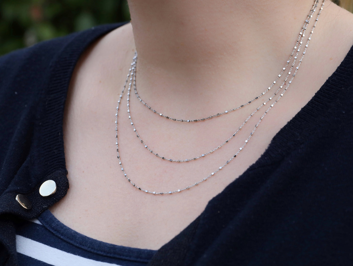 Cadena de plata de ley, collar de cadena con corte de diamante, iglesia rosario, cadena para mujer, cadena con cubos de caja, 16 pulgadas, 18 pulgadas, 19,5 pulgadas