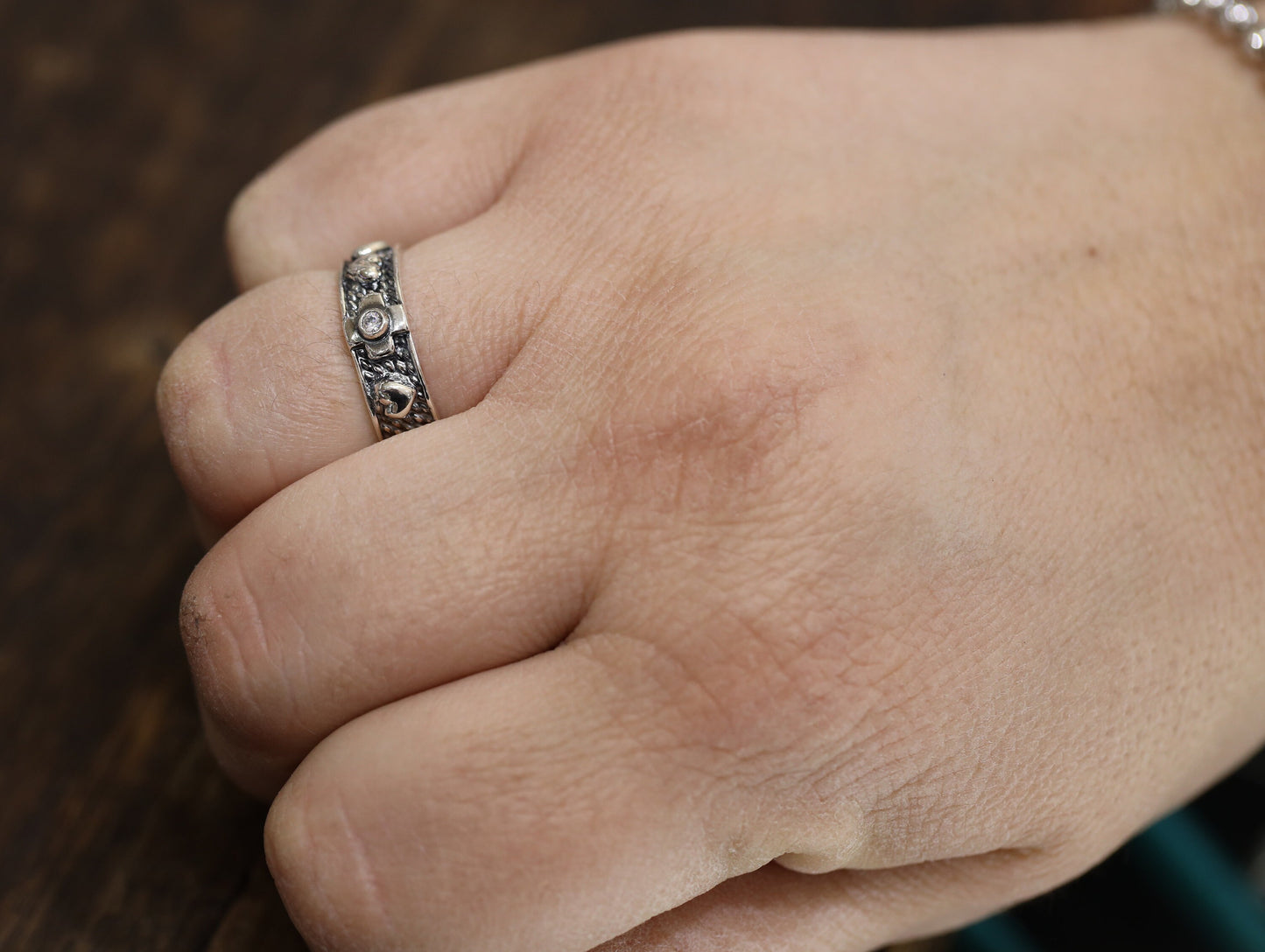 Anillo rosario, rosario de plata de ley, rosario, anillo con cruz, anillo rosario de mujer, anillo rosario vintage, anillo rosario con corazones