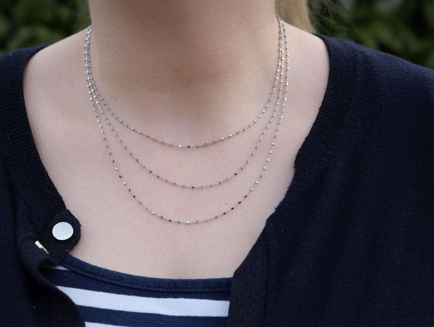 Cadena de plata de ley, collar de cadena con corte de diamante, iglesia rosario, cadena para mujer, cadena con cubos de caja, 16 pulgadas, 18 pulgadas, 19,5 pulgadas