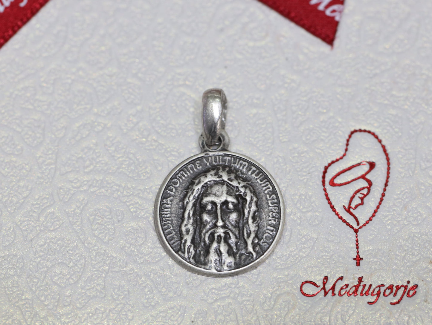 Heiliges Antlitz-Medaille, Allerheiligstes Antlitz Jesu-Medaille, Sterlingsilber 925 Heiliges Antlitz, Vera-Icona-Medaille, Turiner Grabtuch-Medaille, Sindone-Medaille