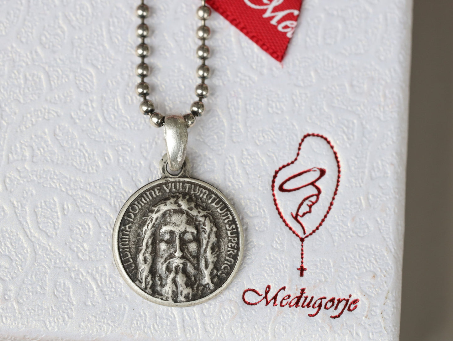 Heiliges Antlitz-Medaille, Allerheiligstes Antlitz Jesu-Medaille, Sterlingsilber 925 Heiliges Antlitz, Vera-Icona-Medaille, Turiner Grabtuch-Medaille, Sindone-Medaille