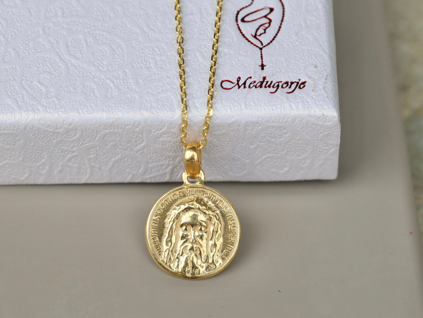 Holy Face medal, Shroud of Turin medal, Sindone medal, Jesus icon medal, sterling silver 925 round medal, Holiest icon relic in Christianity