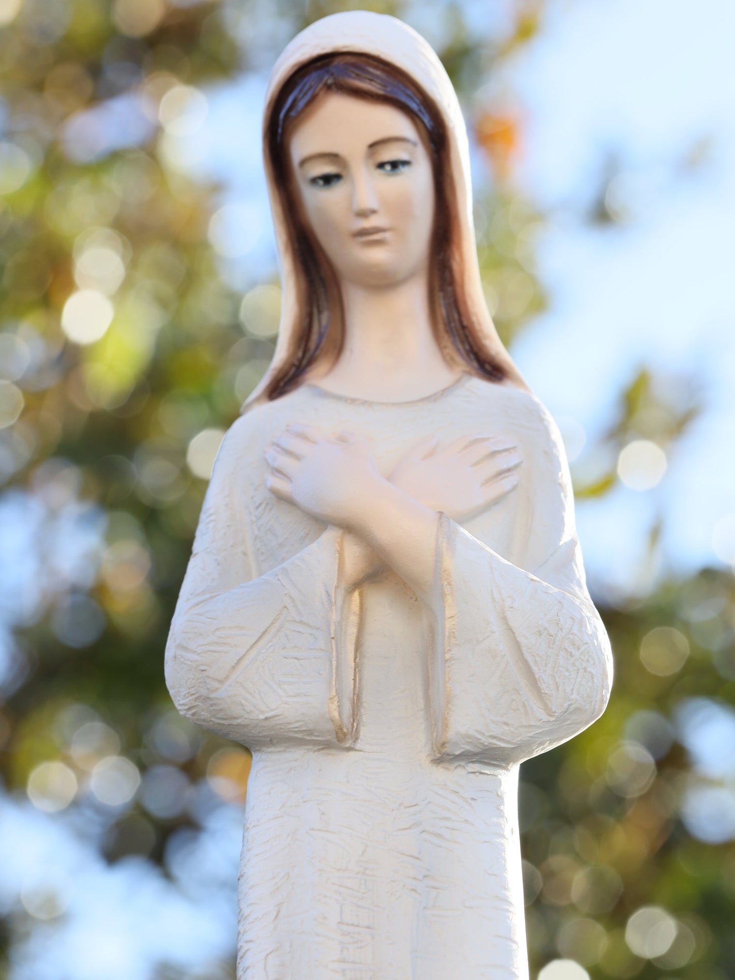 Estatua de la Virgen María, estatua de polvo de mármol de Medjugorje, estatua de la Reina de la Paz, estatua de Nuestra Señora de 20 pulgadas, estatua del jardín, estatua del altar del hogar católico