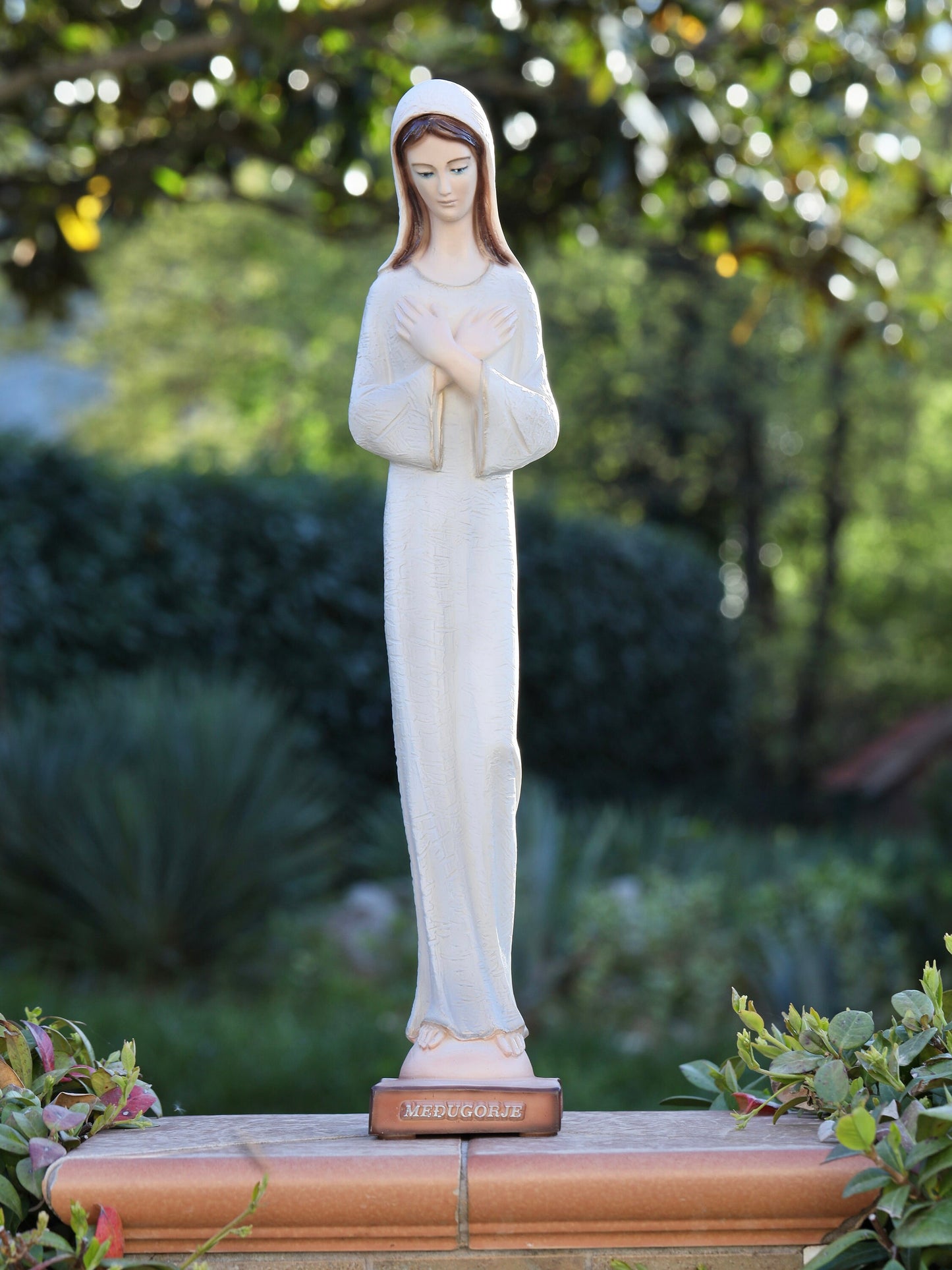 Estatua de la Virgen María, estatua de polvo de mármol de Medjugorje, estatua de la Reina de la Paz, estatua de Nuestra Señora de 20 pulgadas, estatua del jardín, estatua del altar del hogar católico