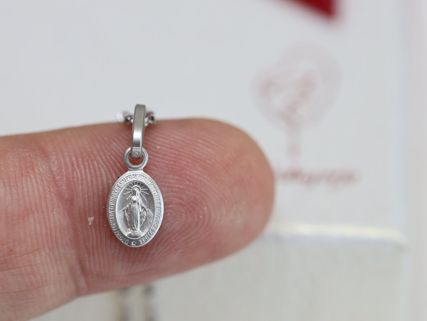Miniature Miraculous Medal, Miraculous Medal for young girls, Our Lady of Grace pendant necklace, sterling silver Miraculous Medal for kids