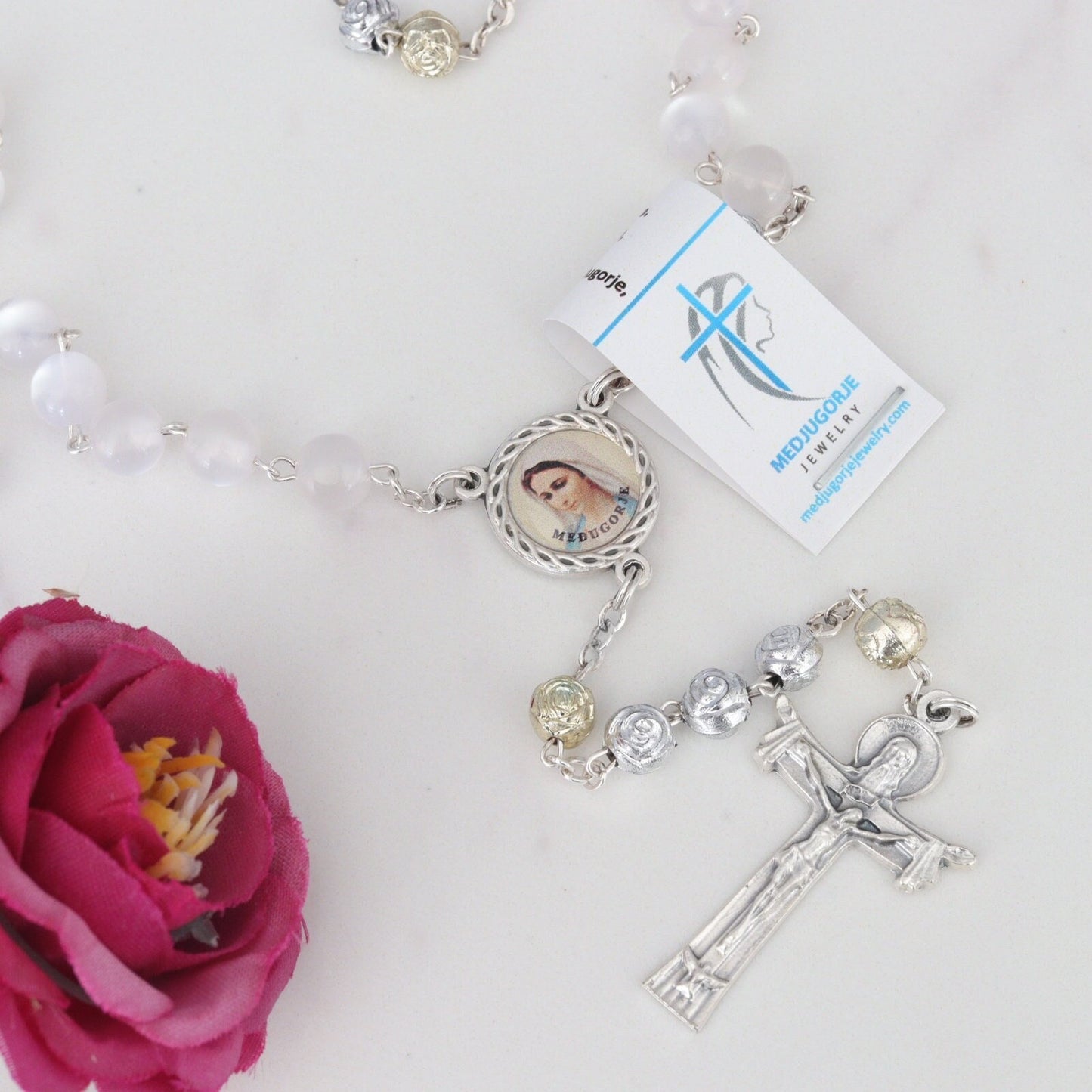 Coronilla del rosario del Espíritu Santo, cuentas de rosario hechas a mano del Espíritu Santo, corona del Espíritu Santo, rosario de Medjugorje, cruz del rosario de la Santísima Trinidad