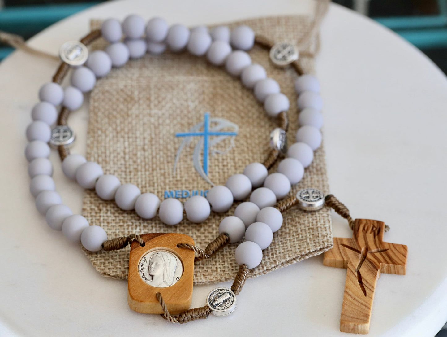 Medjugorje Cuentas de rosario hechas a mano, cuentas de rosario de madera de olivo, rosario de cristal, rosario único de traje, rosario de Nuestra Señora, cuentas de rosario Devine Mercy