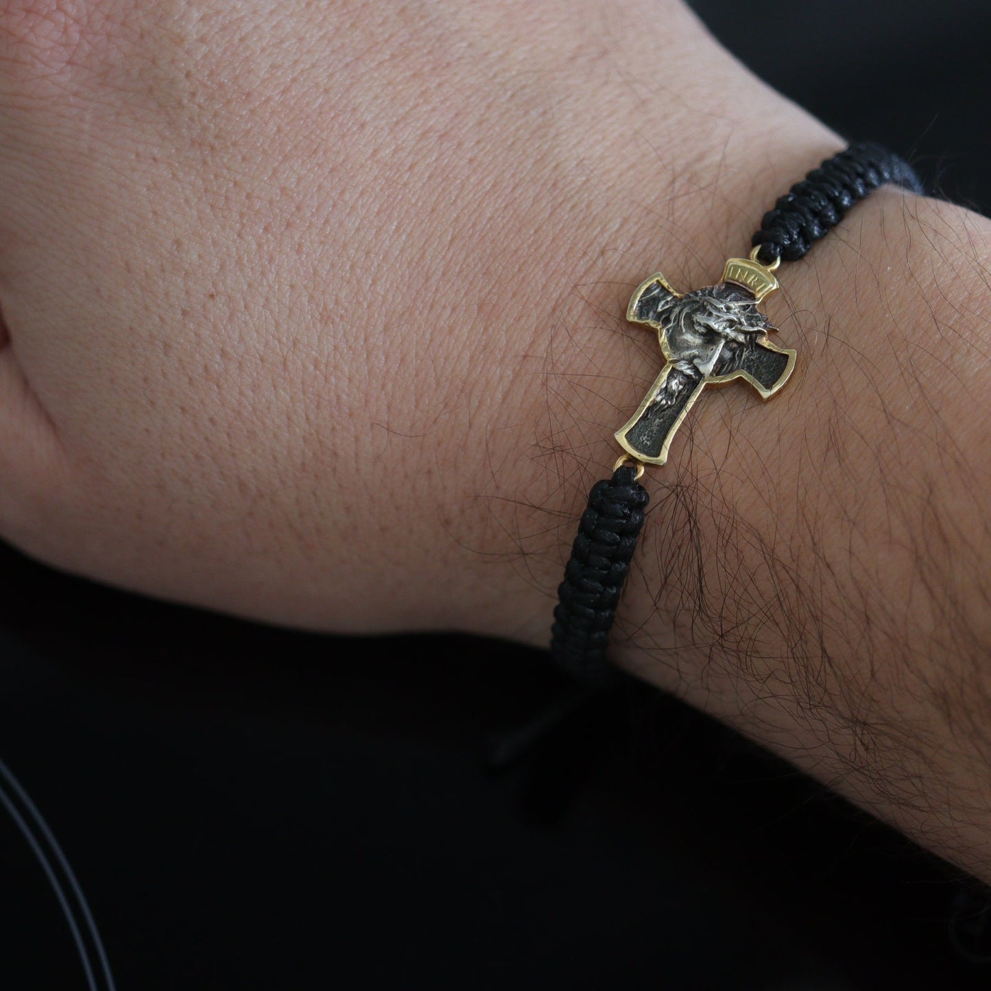 Pulsera Most Holy Face, pulsera cruzada, pulsera cruzada de plata de ley 925, pulsera Cara de Jesús, tamaño ajustable, pulsera macramé para hombre