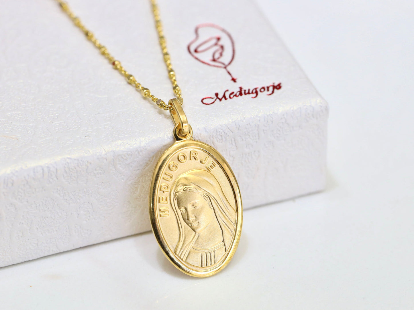 Large Queen of Peace pendant, Queen of Peace necklace, 18 k gold plated , Virgin Mary necklace, sterling silver 925, pendant for women