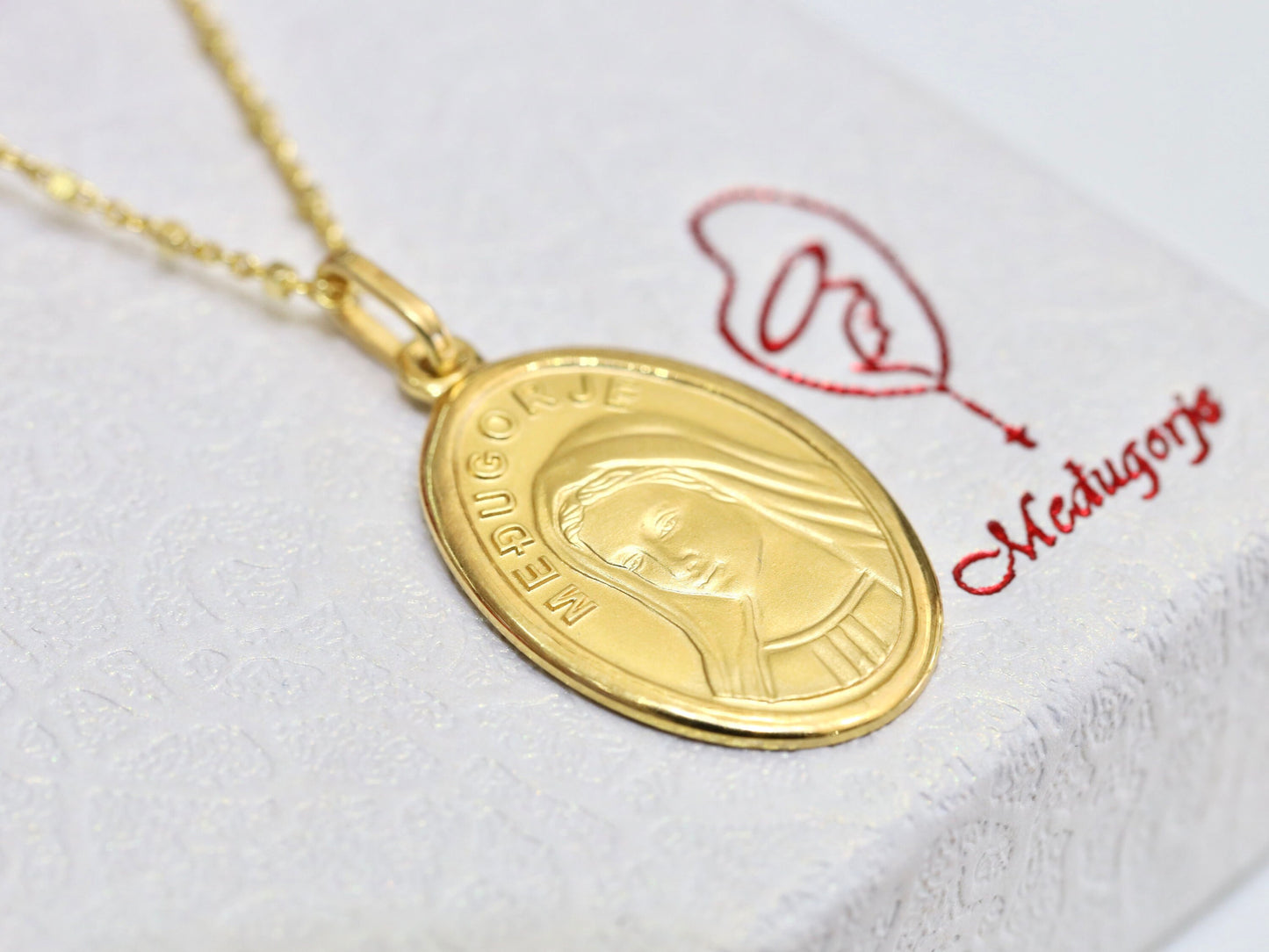Large Queen of Peace pendant, Queen of Peace necklace, 18 k gold plated , Virgin Mary necklace, sterling silver 925, pendant for women