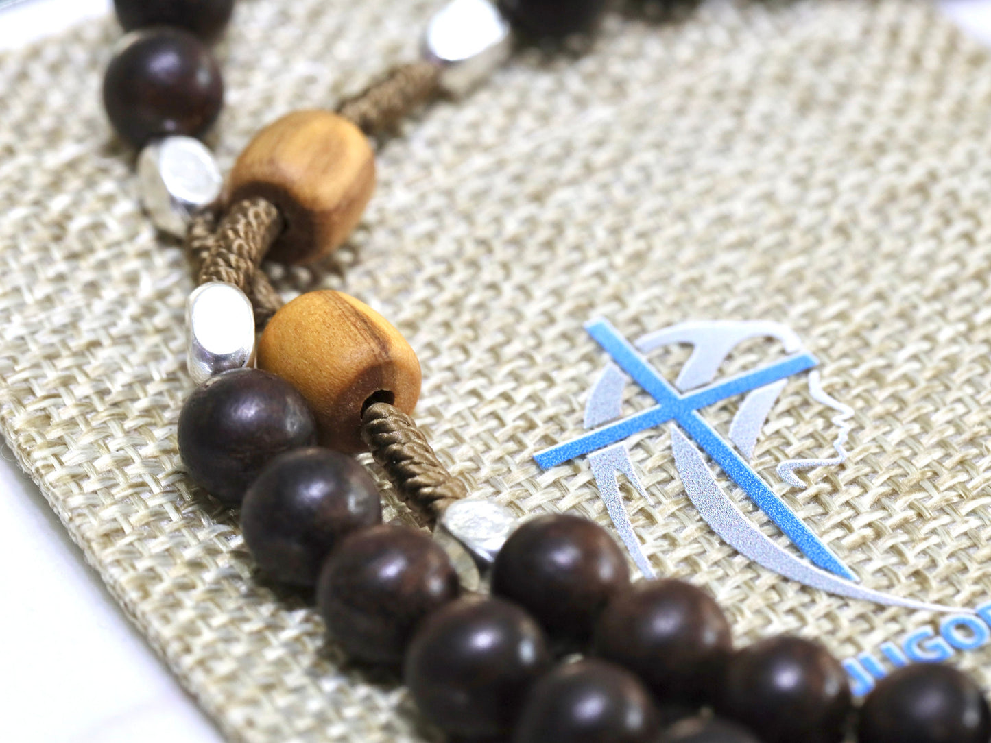 Wooden rosary, handmade St Benedict medal rosary,Risen Christ crucifix , Ebony and olive wood rosary, Medjugorje rosary, black rosary beads