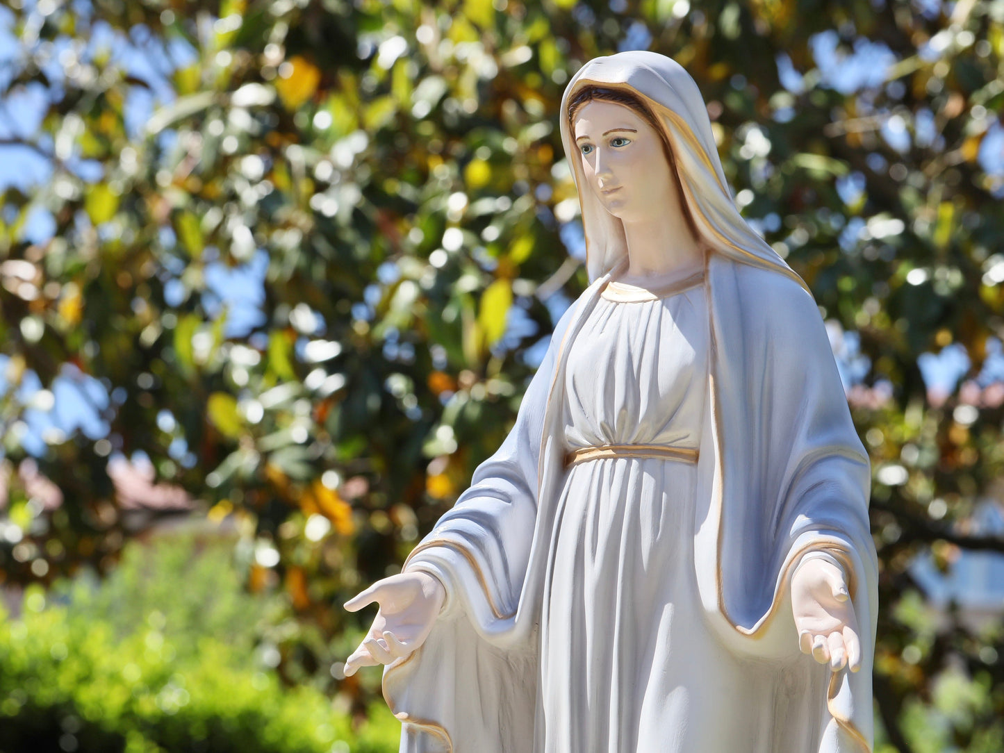 Estatua de Nuestra Señora, Estatua de la Virgen María de 80 cm / 31,5 pulgadas, Estatua de jardín de la Virgen María de Gracia, Estatua de la Medalla Milagrosa, Inmaculada Concepción