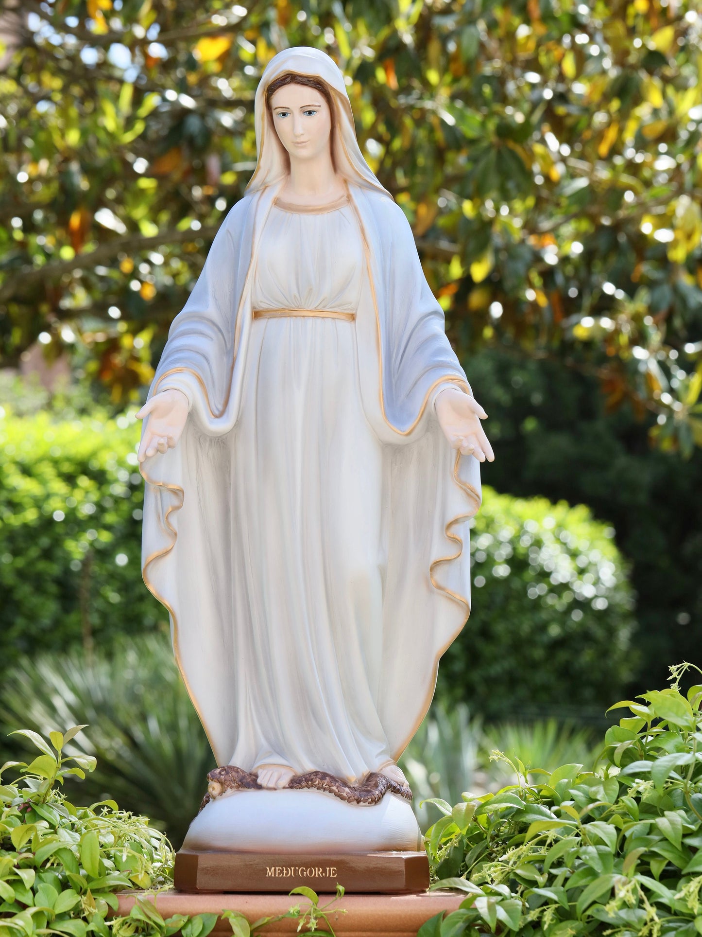 Estatua de Nuestra Señora, Estatua de la Virgen María de 80 cm / 31,5 pulgadas, Estatua de jardín de la Virgen María de Gracia, Estatua de la Medalla Milagrosa, Inmaculada Concepción