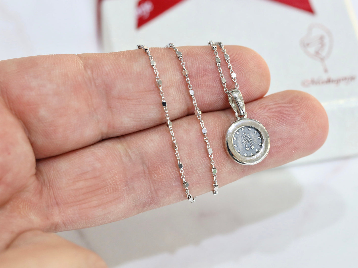 Medalla Milagrosa, Colgante Virgen María en miniatura, Colgante Nuestra Señora para adolescente, Regalo para hija, plata de ley 925, colgante en miniatura