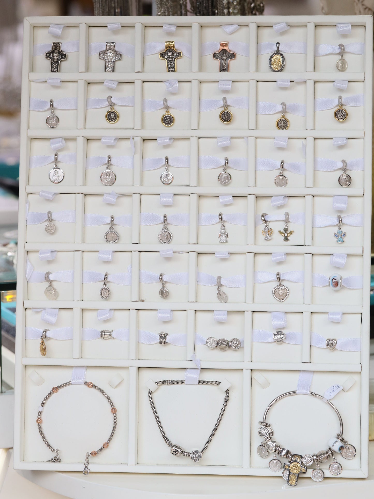 Encanto de pulsera de San Benito, encanto compatible con Pandora, encanto de momentos de plata de ley 925, colgante de pulsera de cruz de San Benito